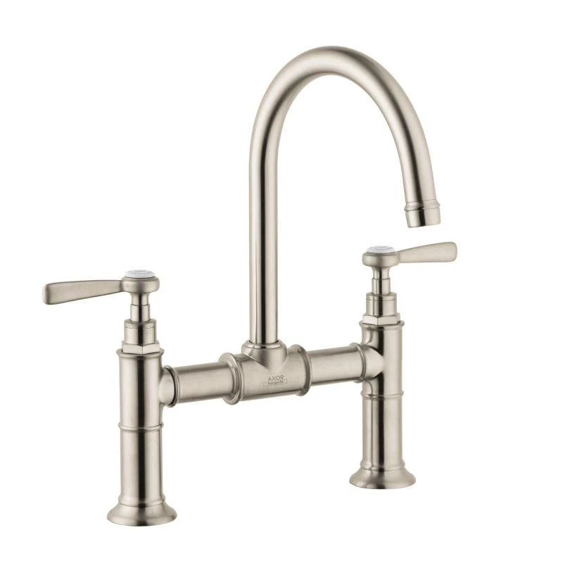 Axor 16511001 Montreux 1.2 GPM Widespread Bridge Bathroom Faucet with Swivel Spout Lever Handles and Drain Assembly in Chrome - Image 2