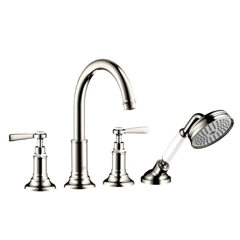 Axor 16550001 Montreux Roman Tub Filler Faucet Deck Mounted with Diverter Metal Lever Handles and 2.5 GPM Single Function Hand Shower Less Valve in Chrome - Image 3