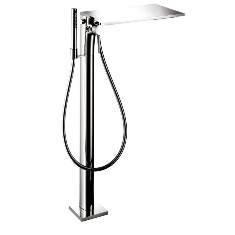 Axor 18450001 Massaud Tub Filler Faucet Free Standing with Diverter 2.5 GPM Multi Function Hand Shower 49" Techniflex Hose Non Diverter Tub Spout and Shelf Less Valve