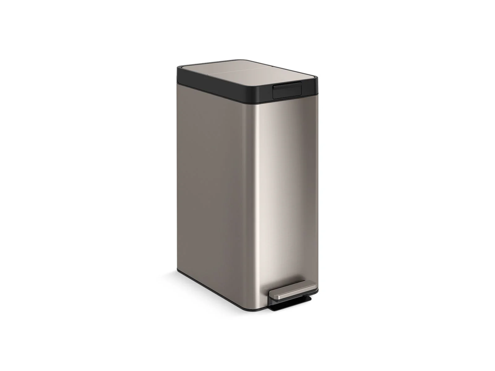 KOHLER K-23826 13-gallon stainless steel slim step trash can with bifold lid - Image 2