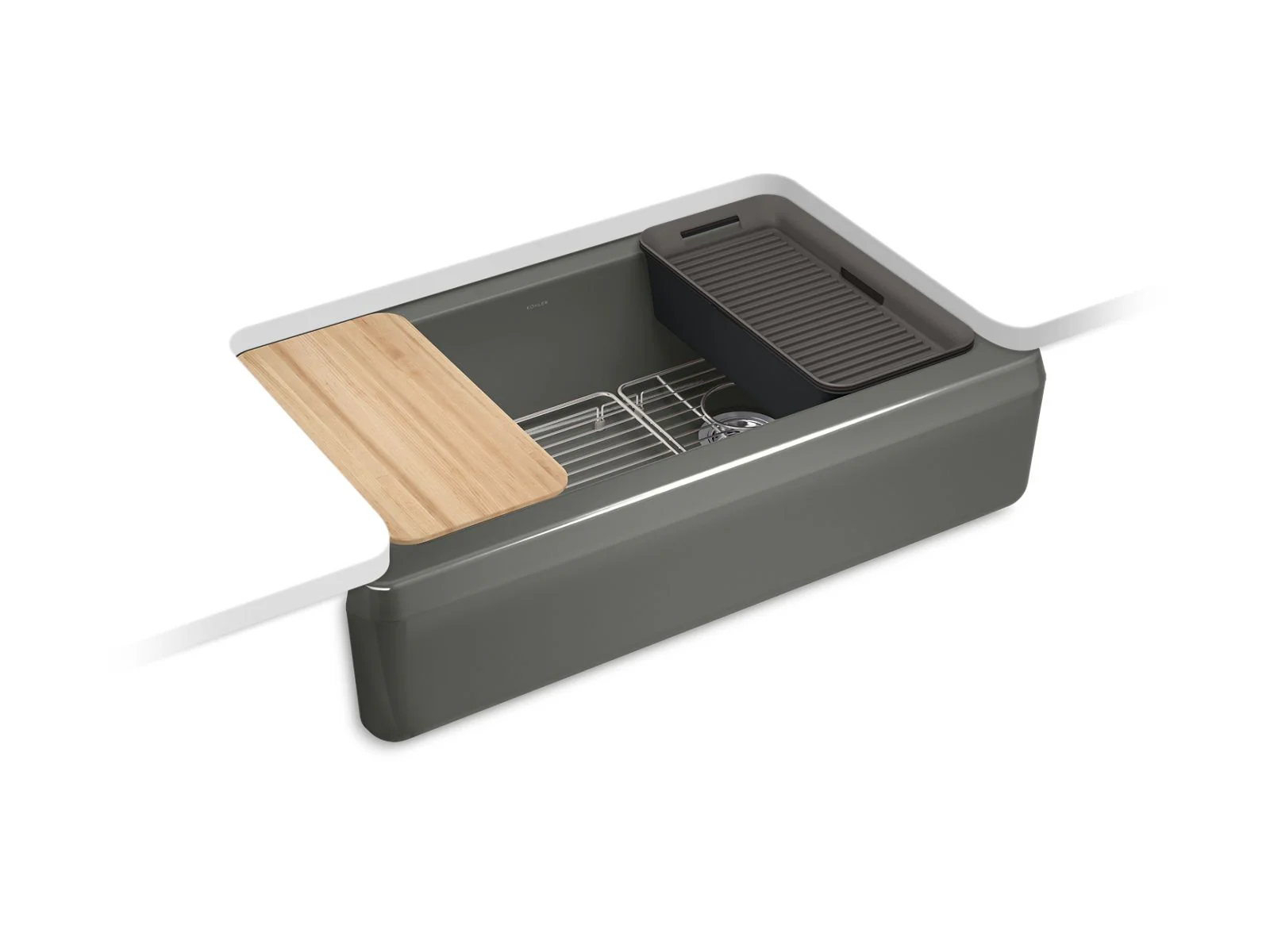 KOHLER K-24564-PC Riverby 35-3/4" undermount single-bowl farmhouse workstation kitchen sink - Image 2