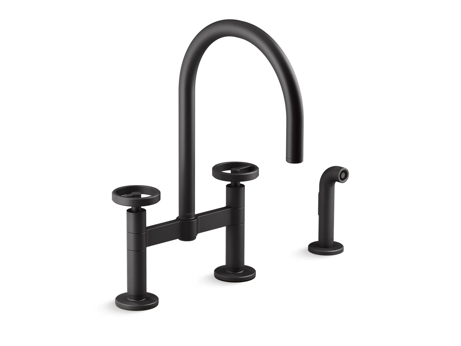 KOHLER K-28673-9 Billet Two-hole bridge kitchen sink faucet with side sprayer - Image 3