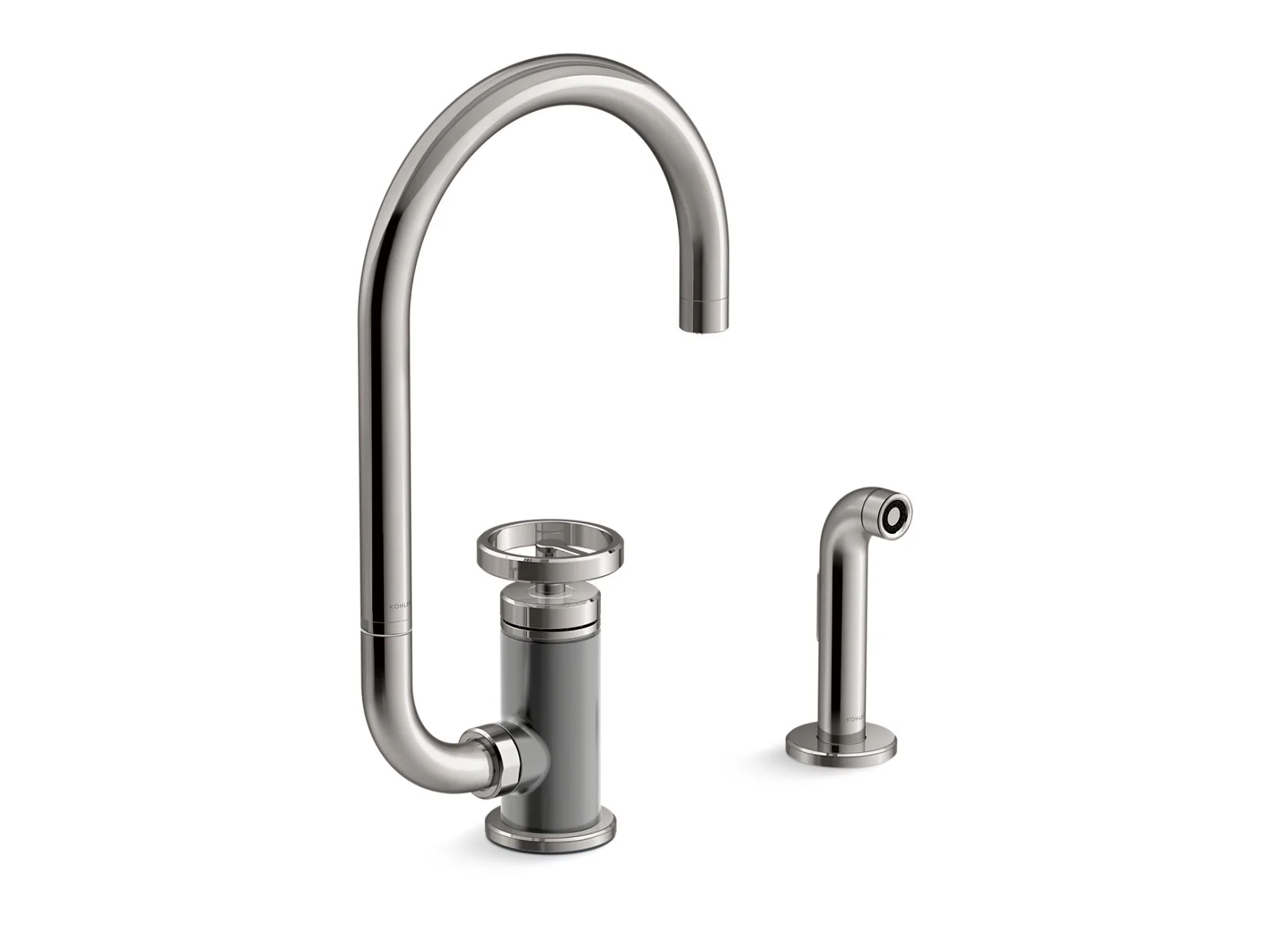 KOHLER K-28675-9 Billet Single-handle bar sink faucet with two-function extended-reach spout and side sprayer - Image 8