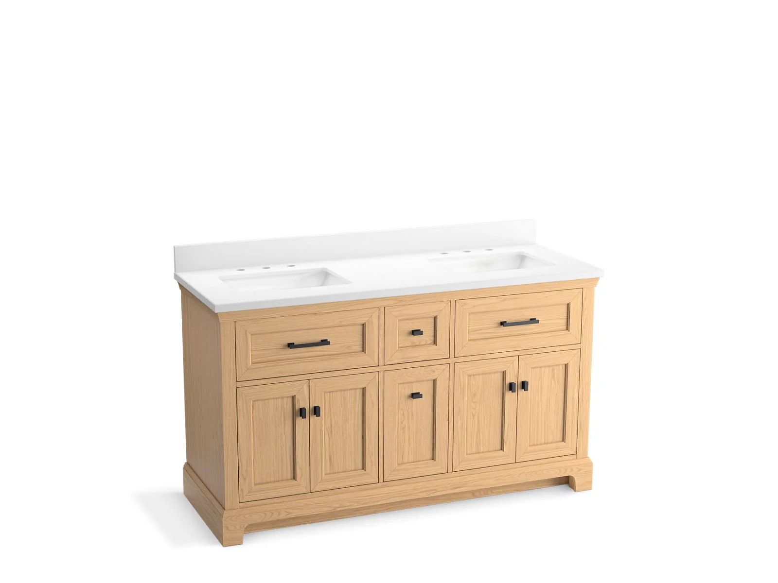 KOHLER K-29263-BD1 Charlemont 60" bathroom vanity cabinet with sinks and quartz top - Image 4