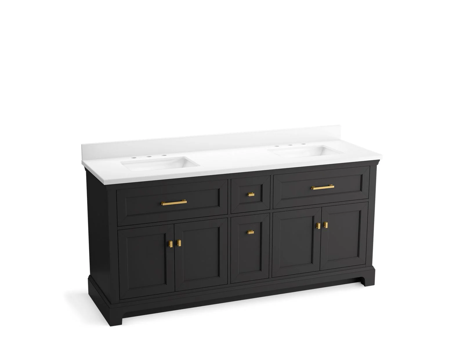 KOHLER K-29264-BD1 Charlemont 72" bathroom vanity cabinet with sinks and quartz top - Image 2