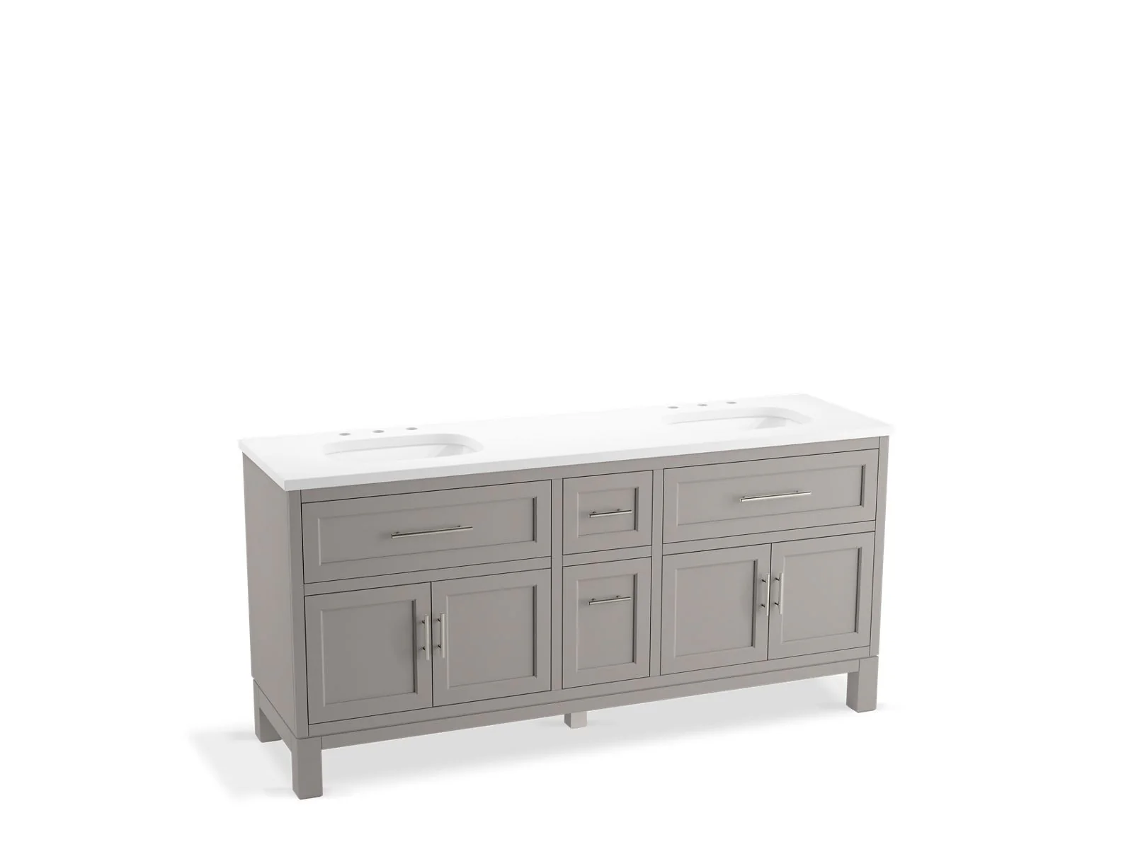 KOHLER K-31247-ASB Quo 72" bathroom vanity cabinet with sinks and quartz top - Image 2