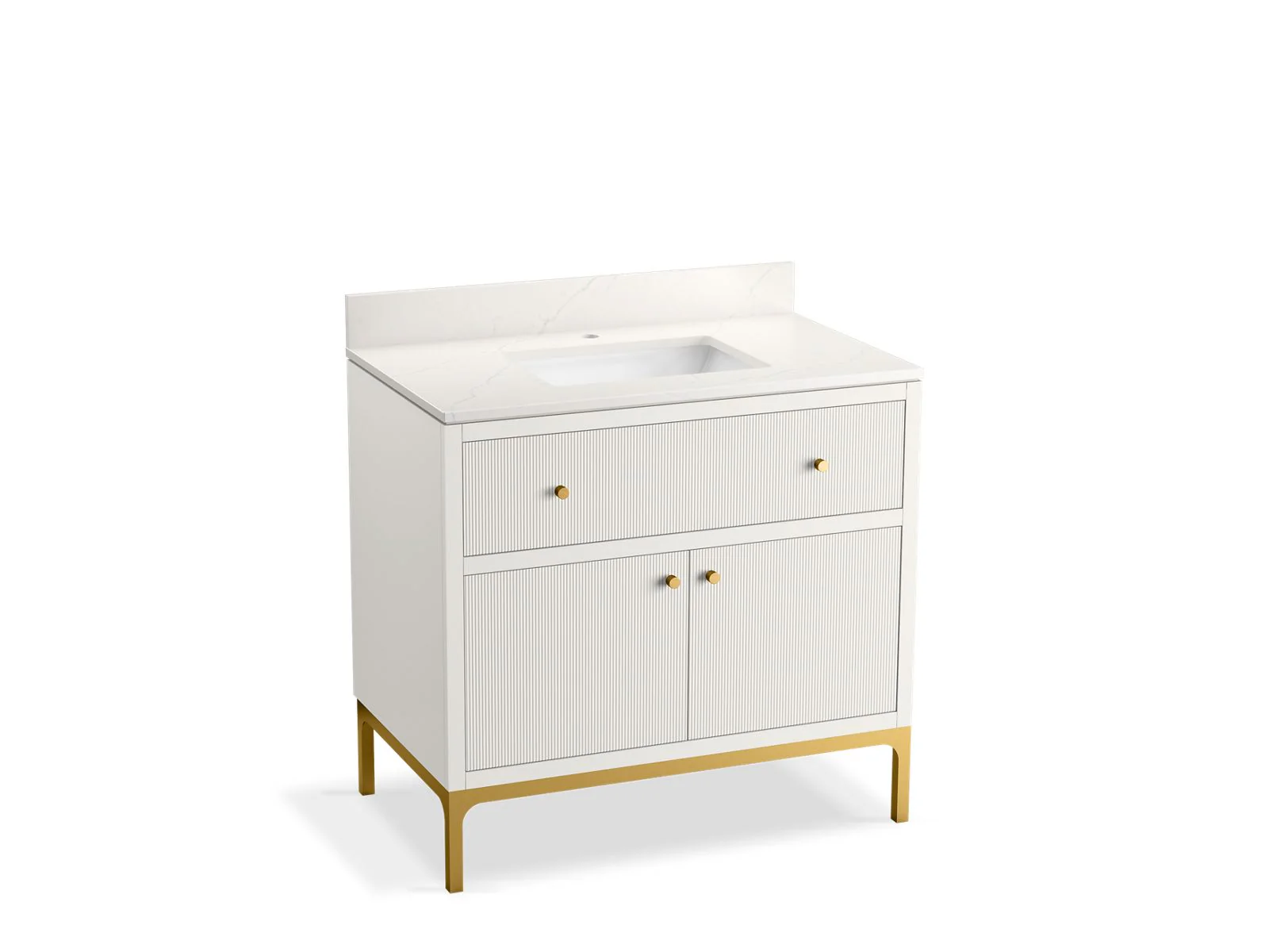 KOHLER K-32760 Calpa 36" bathroom vanity cabinet with sink and quartz top
