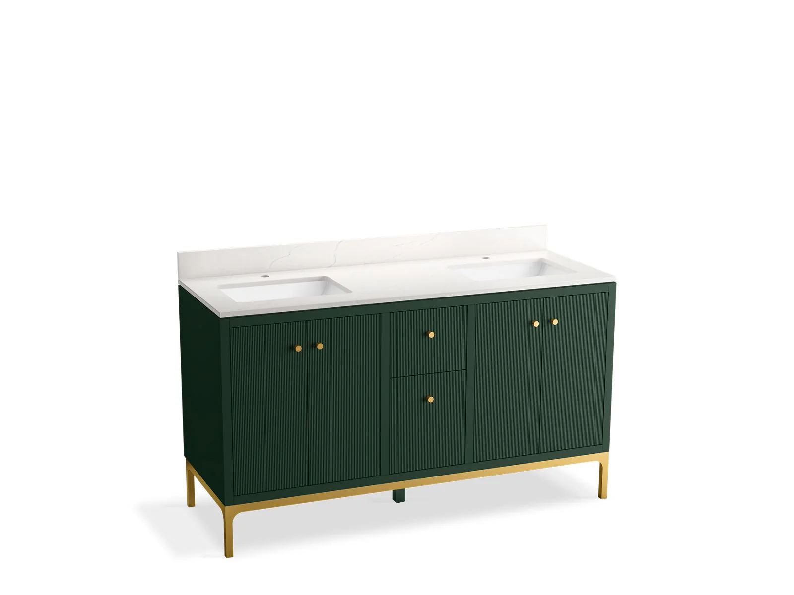 KOHLER K-32835 Calpa 60" bathroom vanity cabinet with sinks and quartz top - Image 2