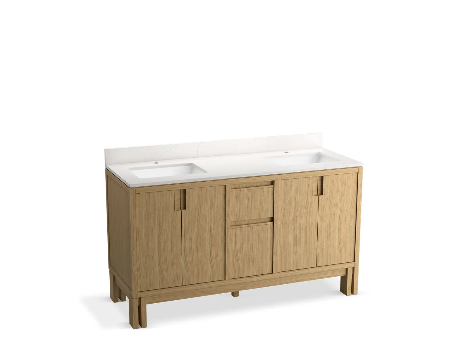 KOHLER K-32840 Solive 60" bathroom vanity cabinet with sinks and quartz top