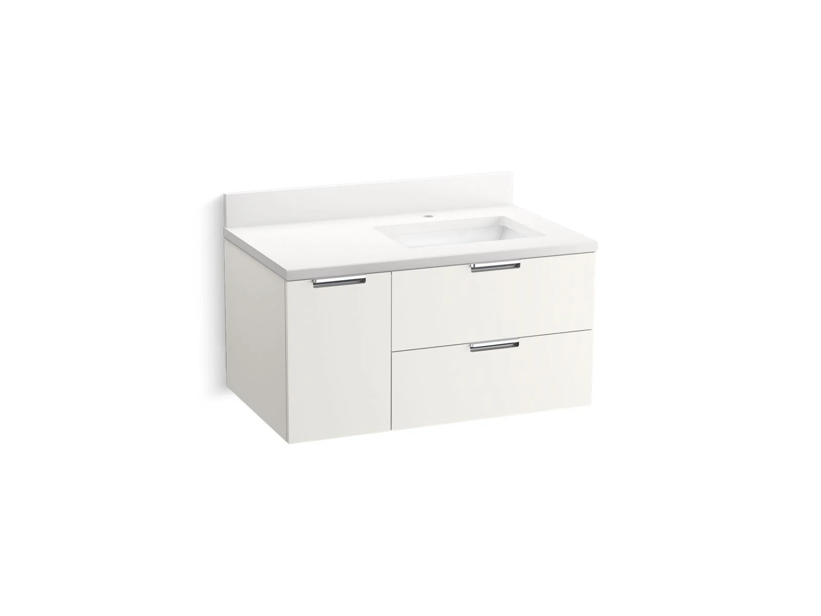 KOHLER K-34655 Maxstow 36" wall-hung bathroom vanity cabinet with sink and quartz top
