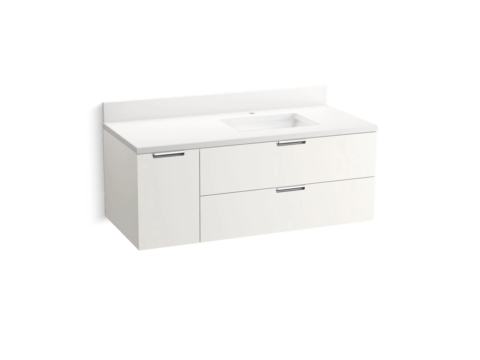 KOHLER K-34656 Maxstow 48" wall-hung bathroom vanity cabinet with sink and quartz top