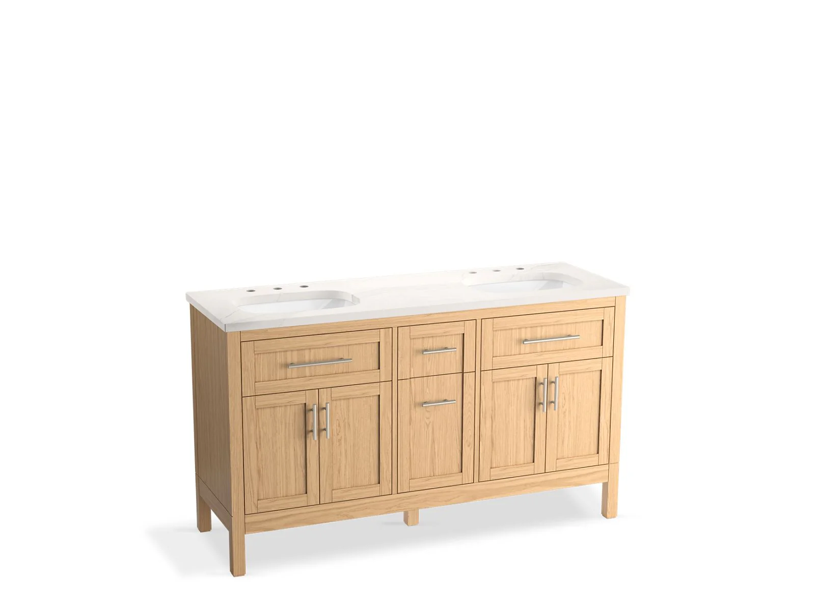 KOHLER K-39607-ASB Hadron 60" bathroom vanity cabinet with sinks and quartz top - Image 3