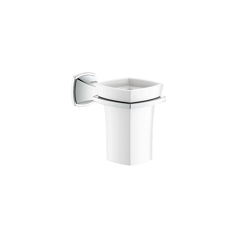 Grohe 40626000 Grandera 3-1/8 Inch Wall Mount Toothbrush Holder Ceramic Tumbler