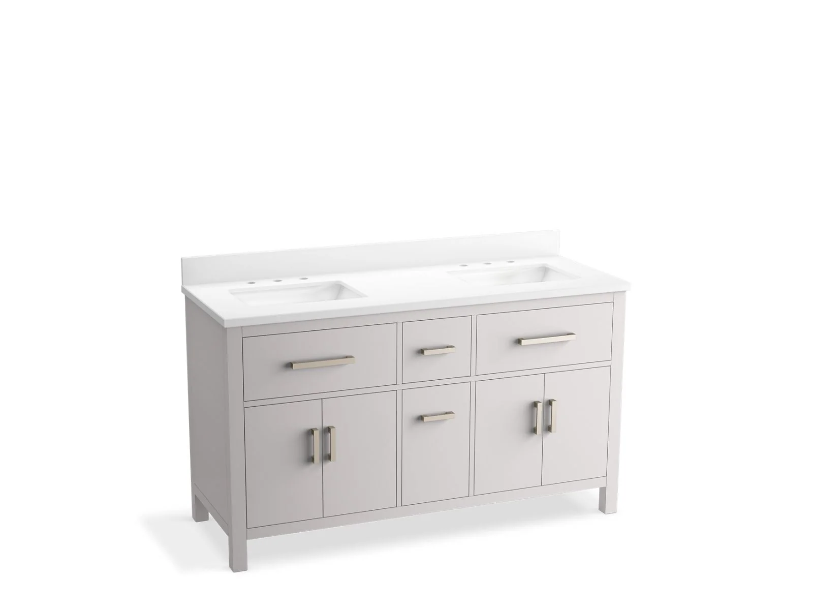 KOHLER K-40641-BD1 Kresla 60" bathroom vanity cabinet with sinks and quartz top - Image 2