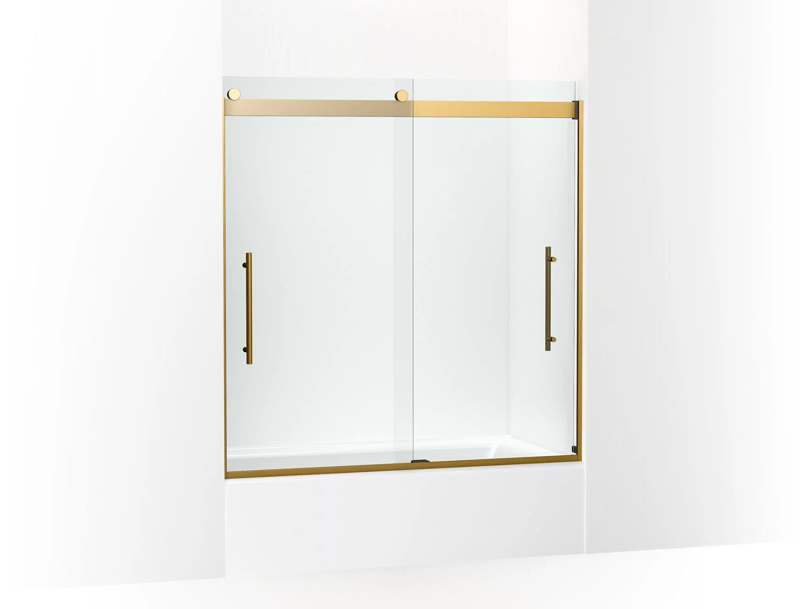 KOHLER K-702419-L Levity Frameless sliding bath door, 61-9/16" H x 56-5/8 - 59-5/8" W, with 5/16"-thick Crystal Clear glass
