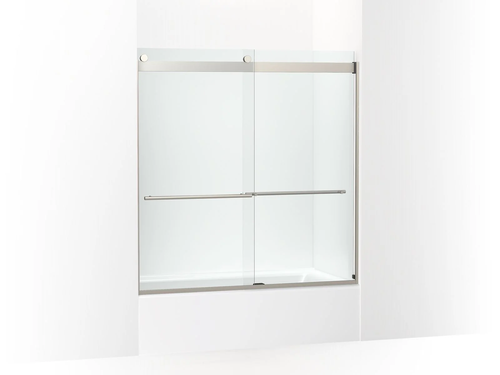KOHLER K-702420-L Levity Frameless sliding bath door, 61-9/16" H x 56-5/8 - 59-5/8" W, with 5/16"-thick Crystal Clear glass - Image 3