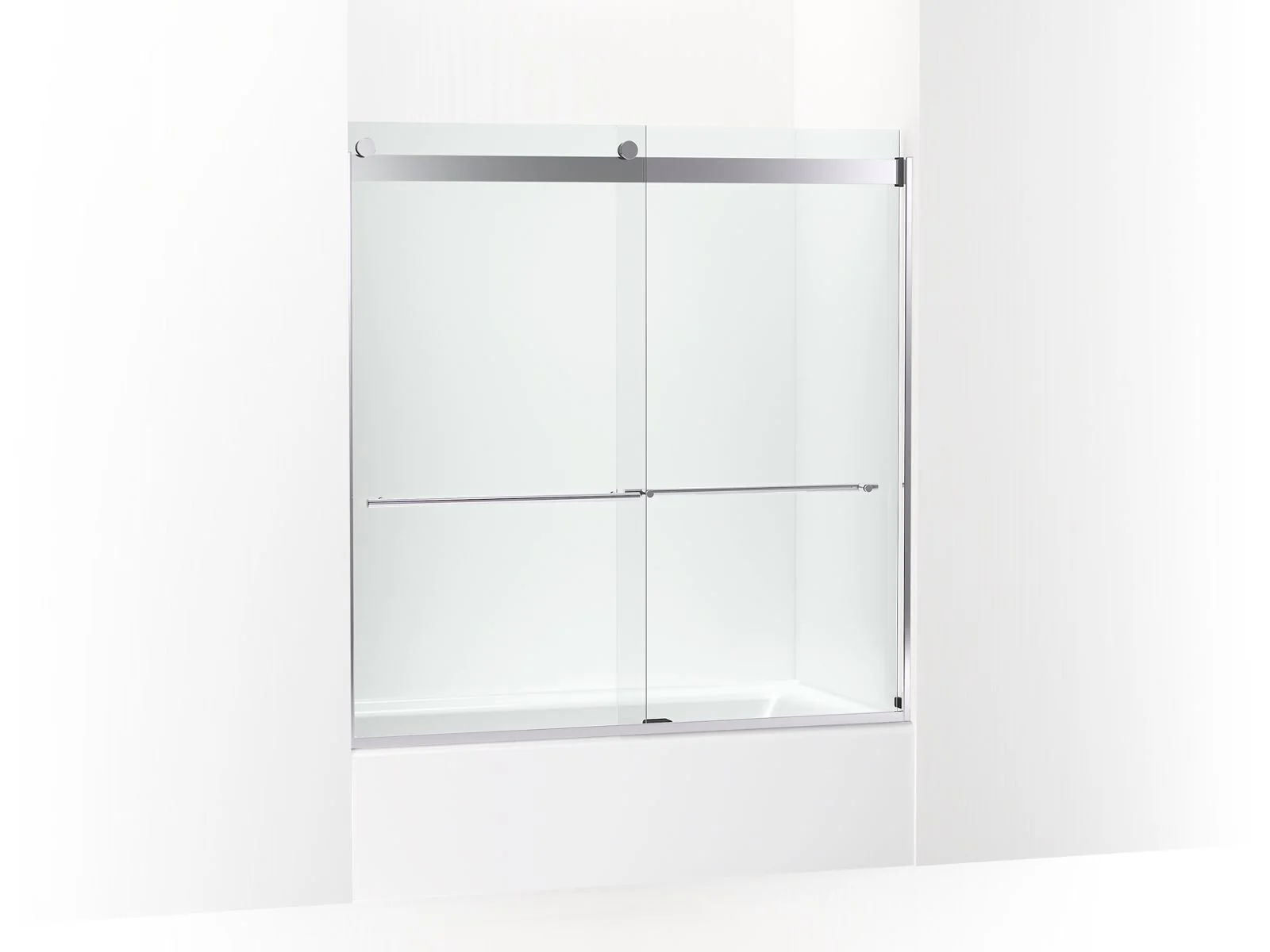 KOHLER K-702420-L Levity Frameless sliding bath door, 61-9/16" H x 56-5/8 - 59-5/8" W, with 5/16"-thick Crystal Clear glass - Image 4