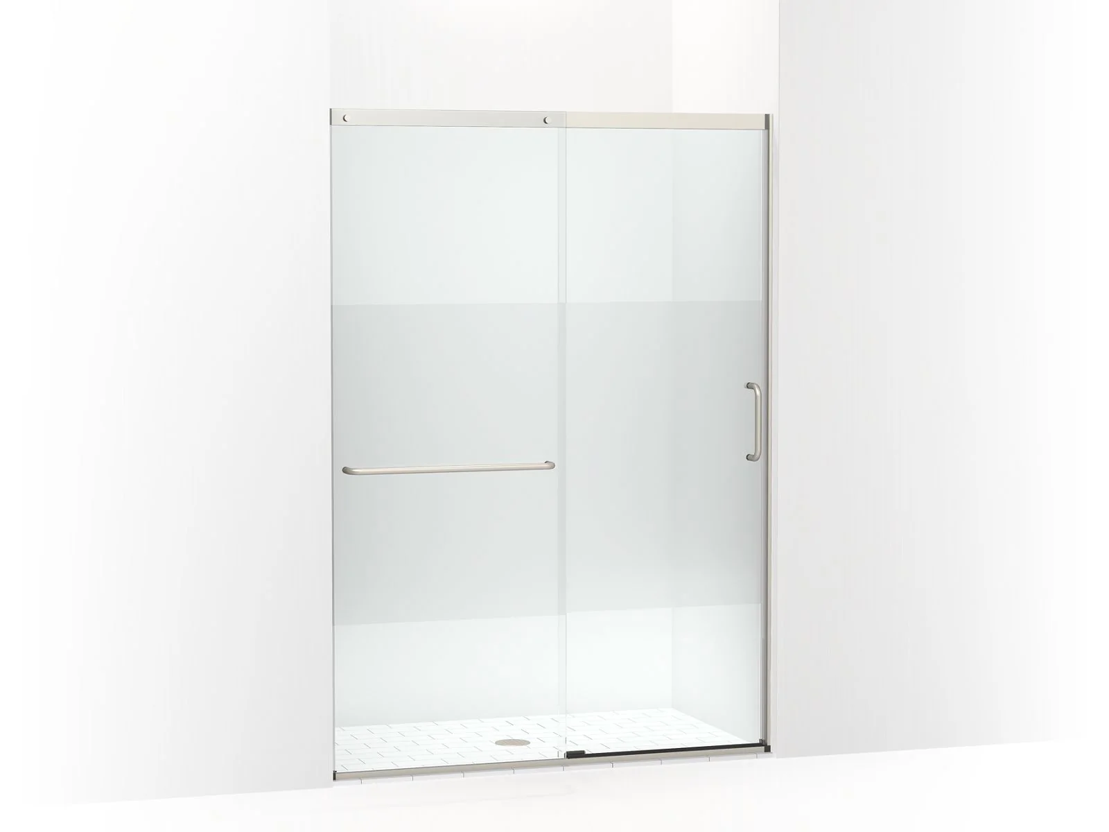 KOHLER K-707614-8G81 Elate Sliding shower door, 75-1/2" H x 50-1/4 - 53-5/8" W, with heavy 5/16" thick Crystal Clear glass with privacy band - Image 2