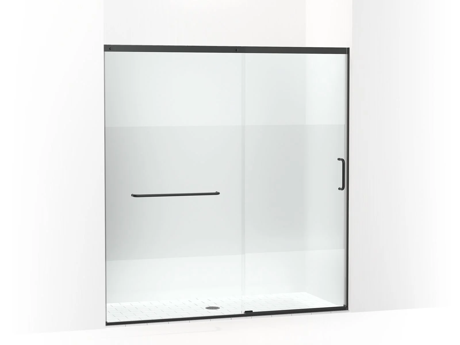 KOHLER K-707617-8G81 Elate Sliding shower door, 75-1/2" H x 68-1/4 - 71-5/8" W, with heavy 5/16" thick Crystal Clear glass with privacy band