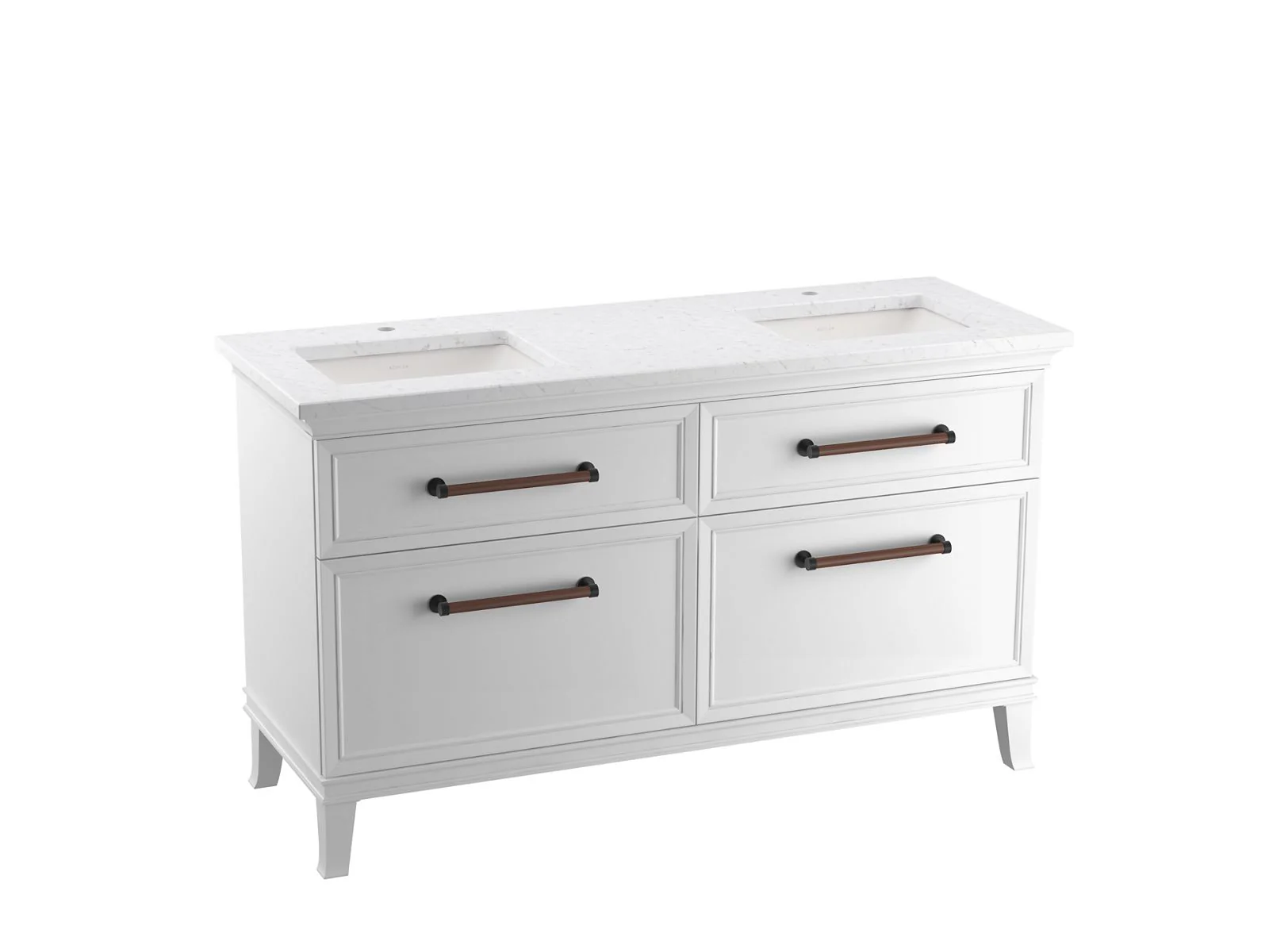 KOHLER K-CM33560-BD1 Artifacts 60" bathroom vanity cabinet with sinks and quartz top