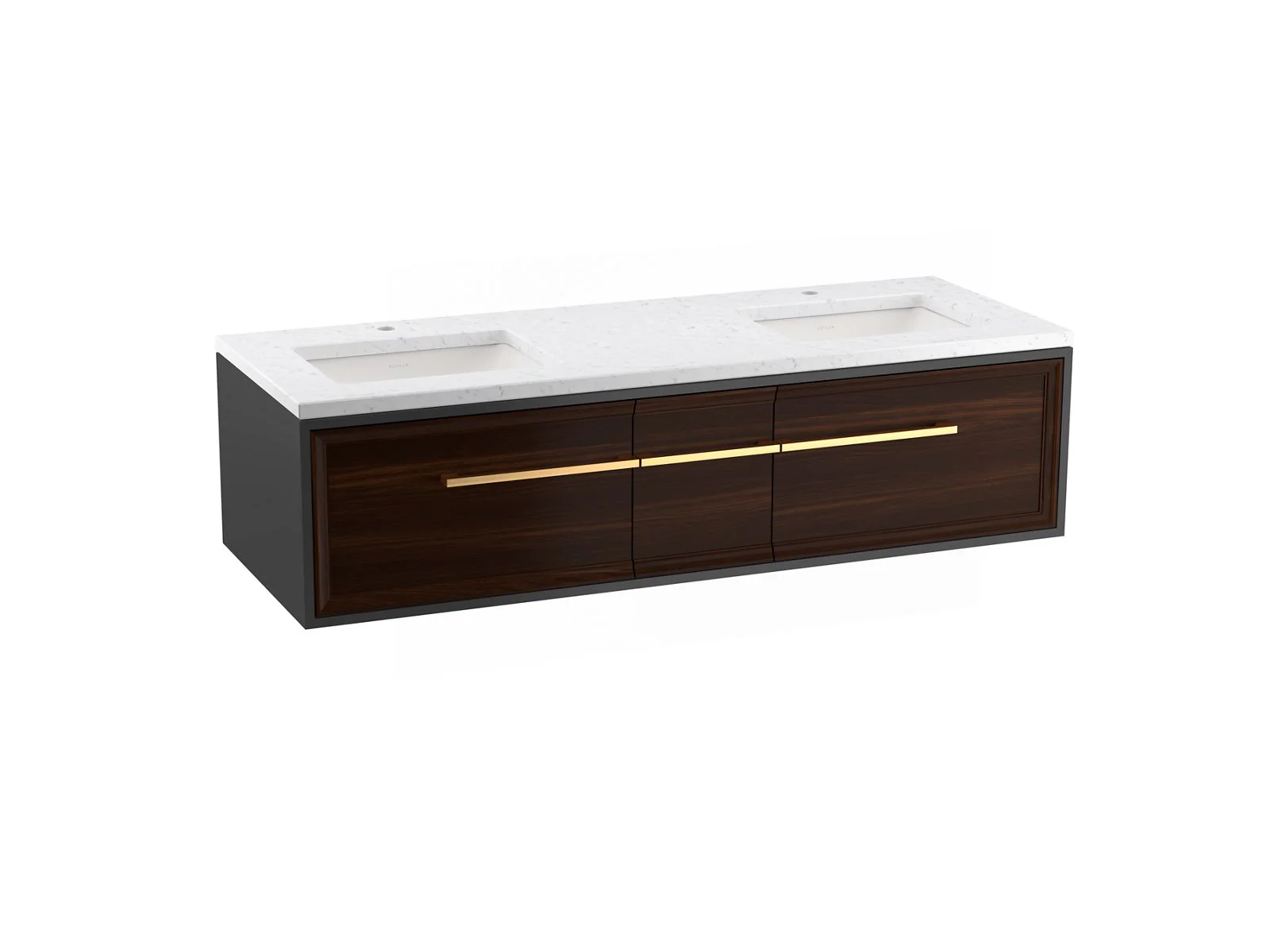 KOHLER K-CM33567-BD1 Lodern 60" wall-hung bathroom vanity cabinet with sinks and quartz top - Image 2