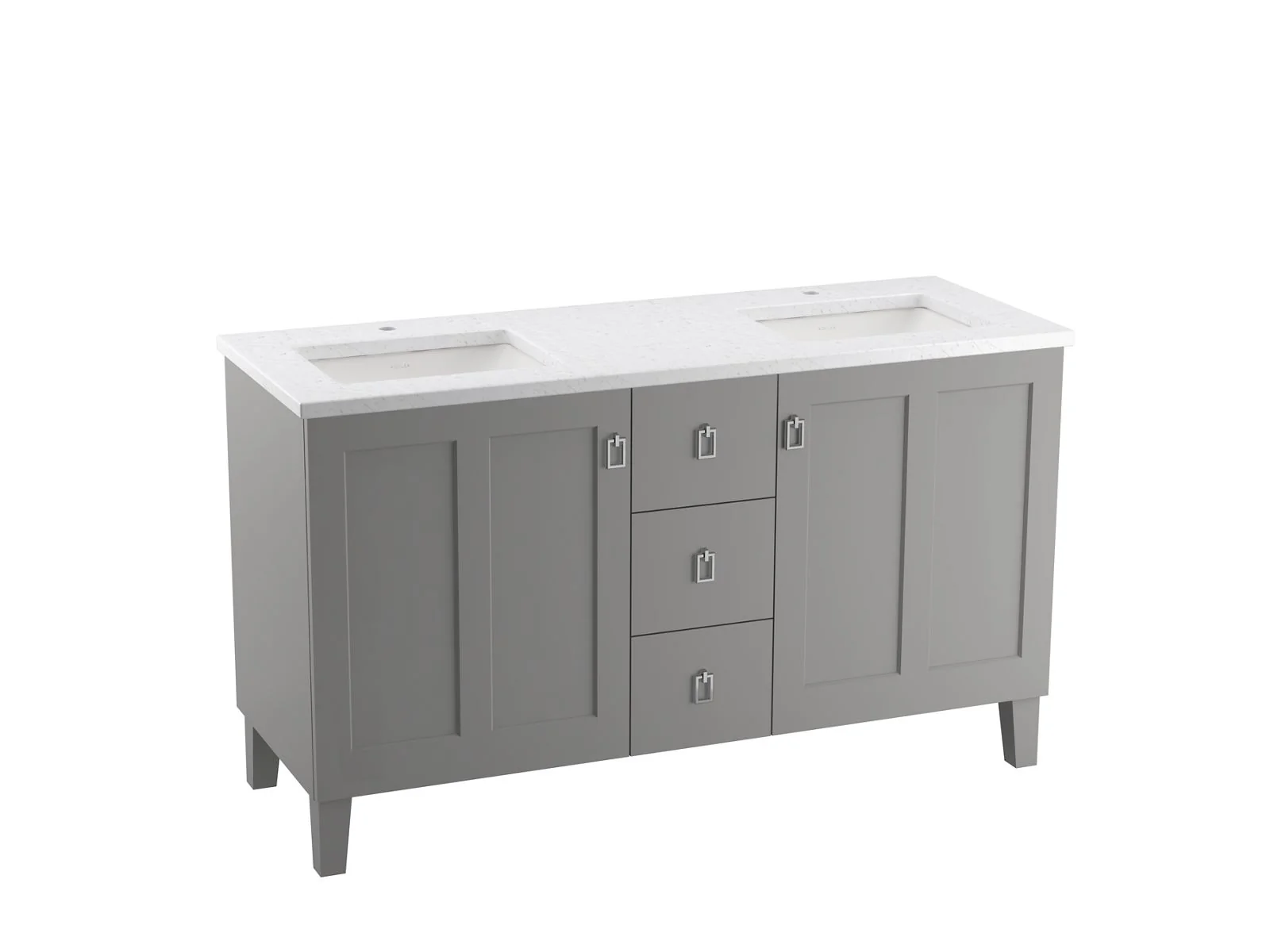 KOHLER K-CM99537-BD1 Poplin 60" bathroom vanity cabinet with sinks and quartz top - Image 3