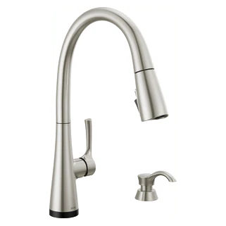 Delta AUBURN: Single Handle Pull-Down Kitchen Faucet with Soap Dispenser and Touch2O Technology
