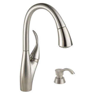 Delta Berkley: Single Handle Pull-down Kitchen Faucet with MagnaTite and Soap Dispenser
