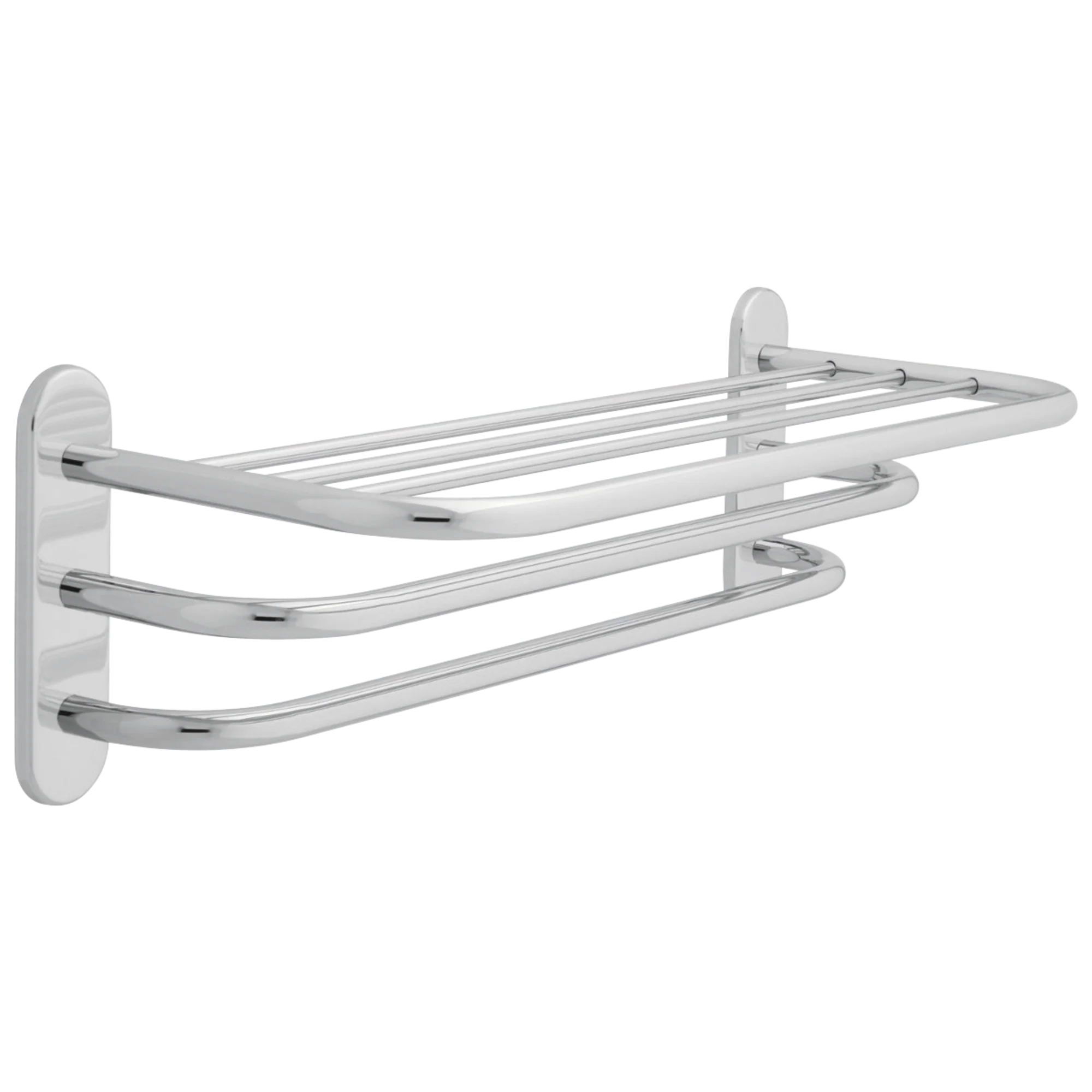 Delta: 24" Brass Towel Shelf with Two Bars, Concealed Mounting