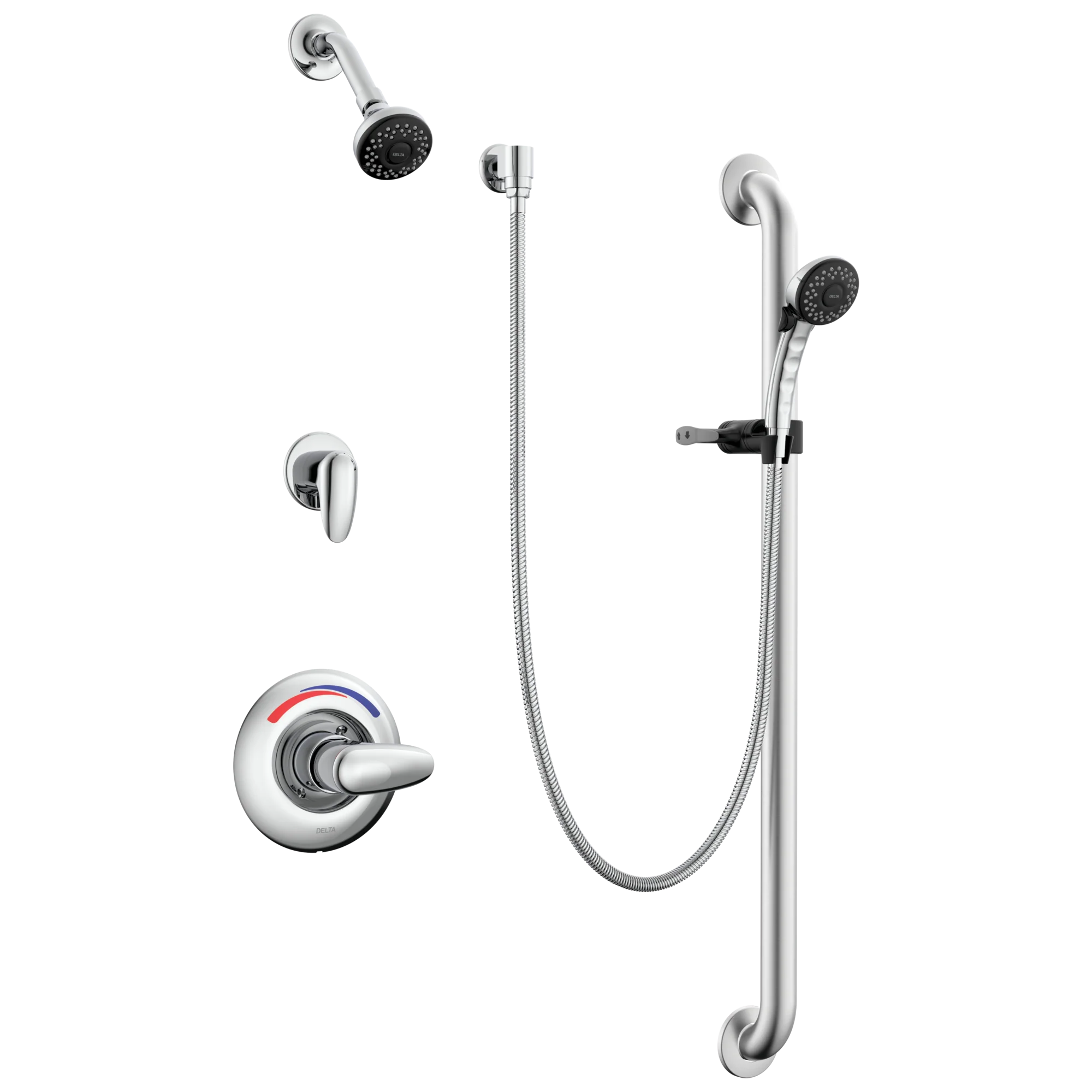 Delta T13H: Universal Dual Shower Trim, Diverter, Hand Shower, and Grab Bar - Image 2