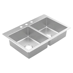 Moen 33"X22" Steel 20 Gauge Double Bowl Drop In Sink