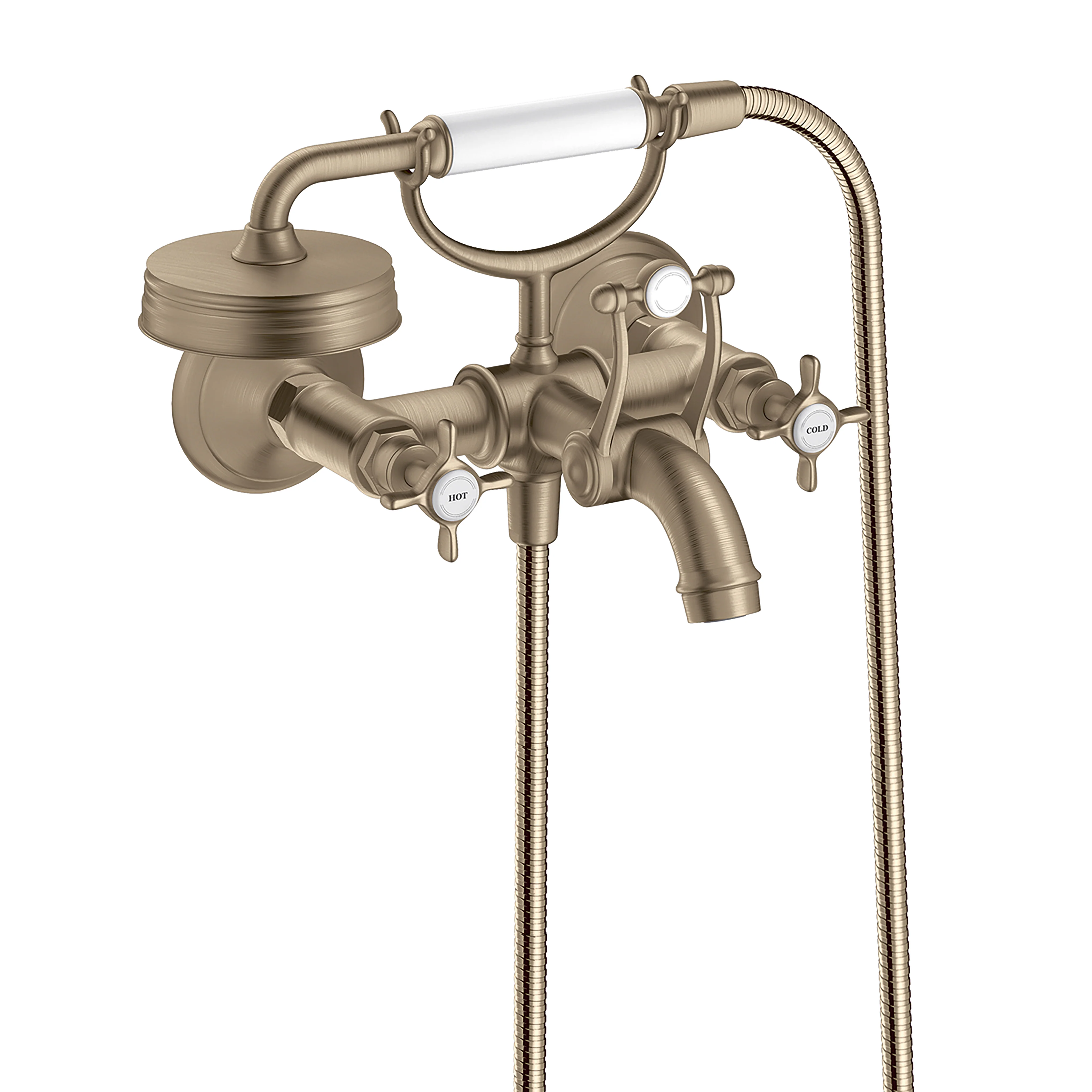 AXOR Montreux 2-Handle Wall-Mounted Tub Filler with Cross Handles and 1.8 GPM Handshower - Image 4