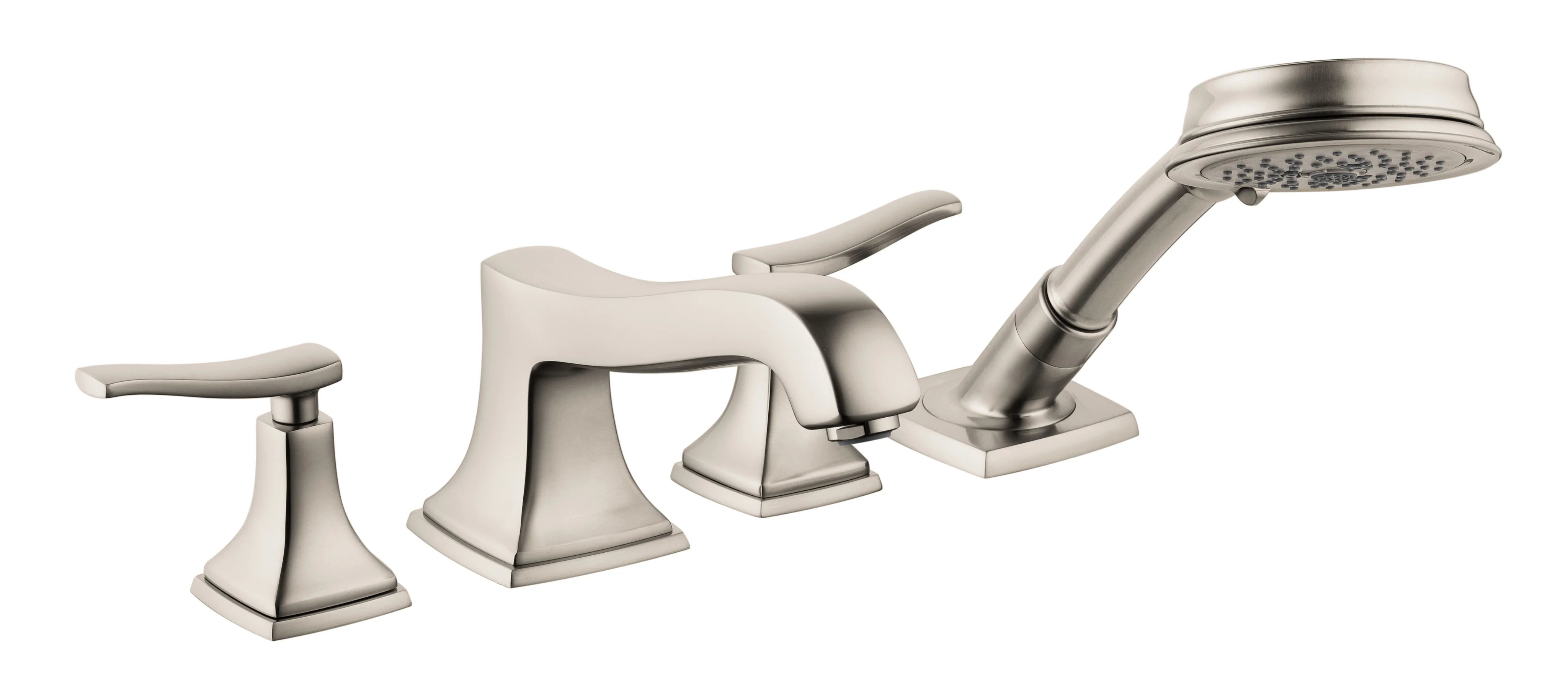 hansgrohe Metropol Classic 4-Hole Roman Tub Set Trim with Lever Handles and 1.8 GPM Handshower - Image 4