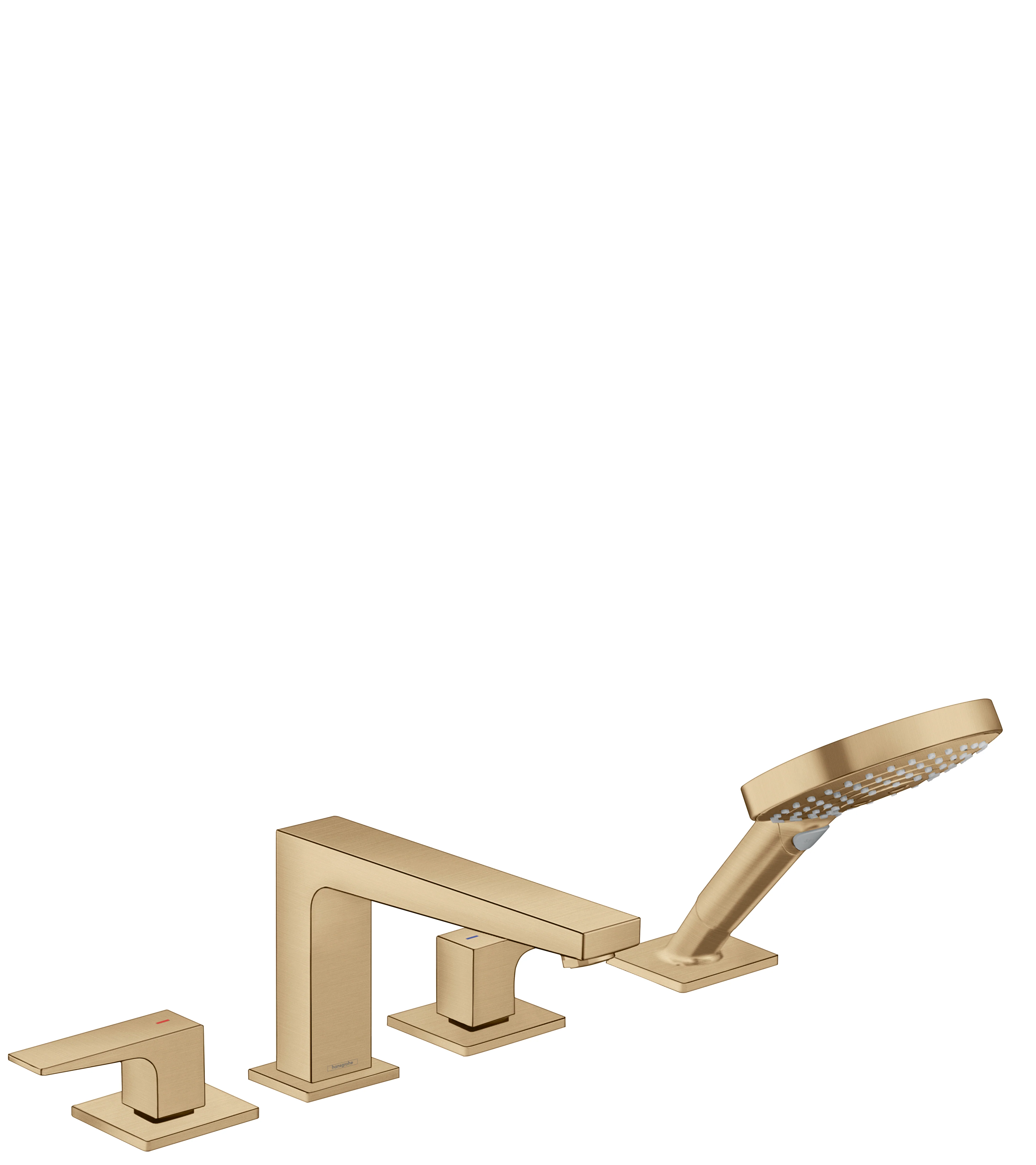 hansgrohe Metropol 4-Hole Roman Tub Set Trim with Lever Handles and 1.75 GPM Handshower - Image 2