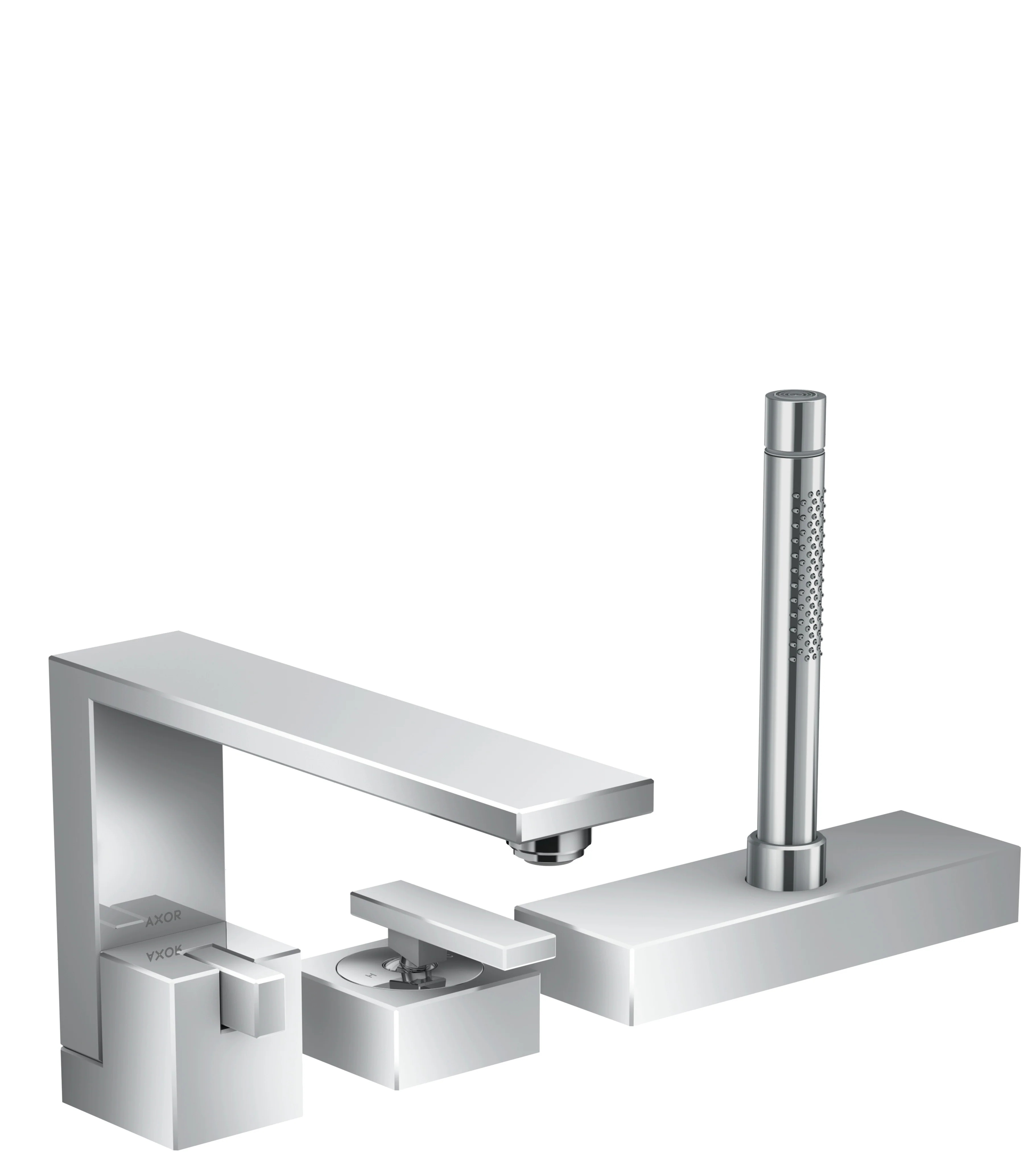 AXOR Edge 3-Hole Roman Tub Set Trim with 1.75 GPM Handshower