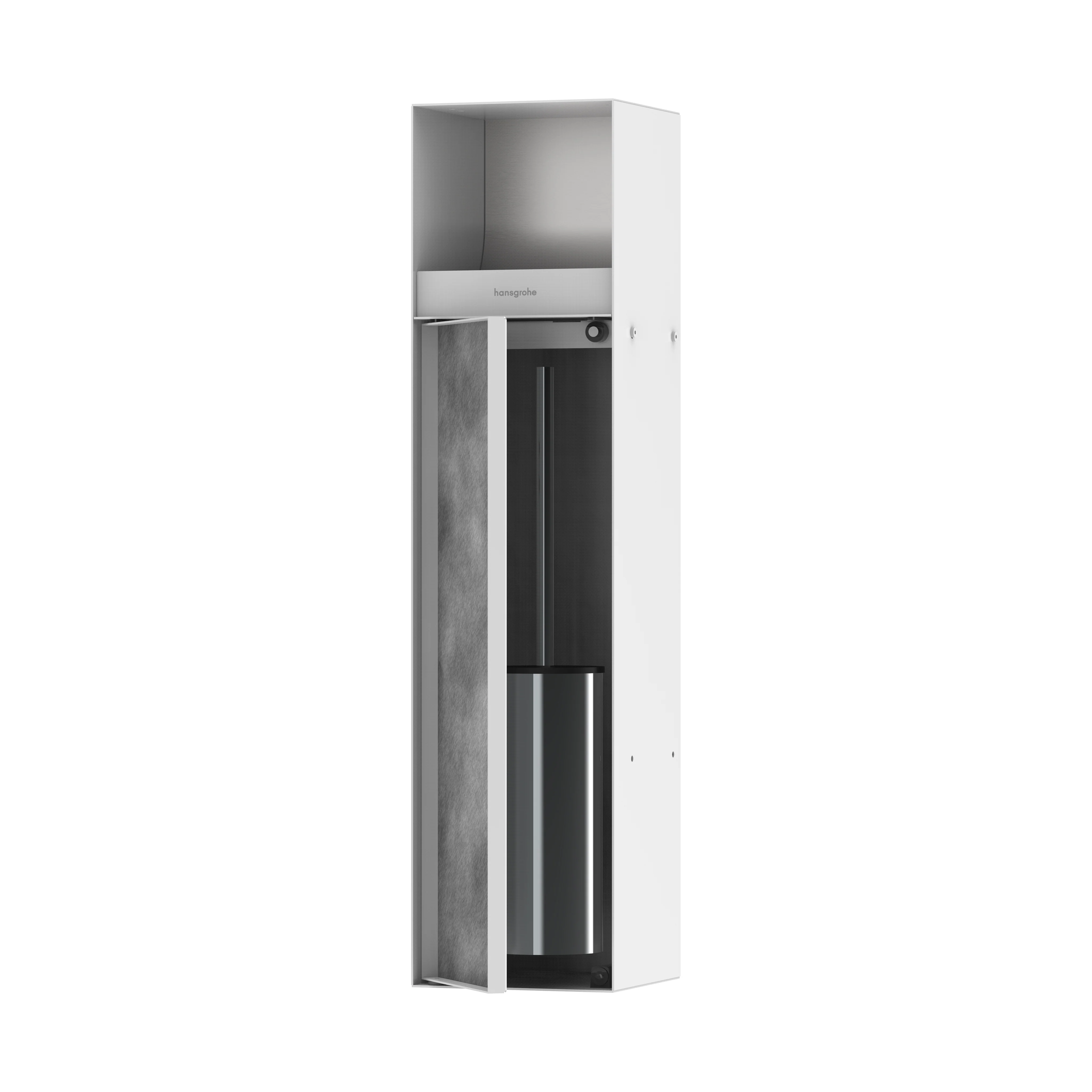 hansgrohe XtraStoris Rock Recessed Toilet Brush Holder with Toilet Paper Holder & Tileable Door - Image 2