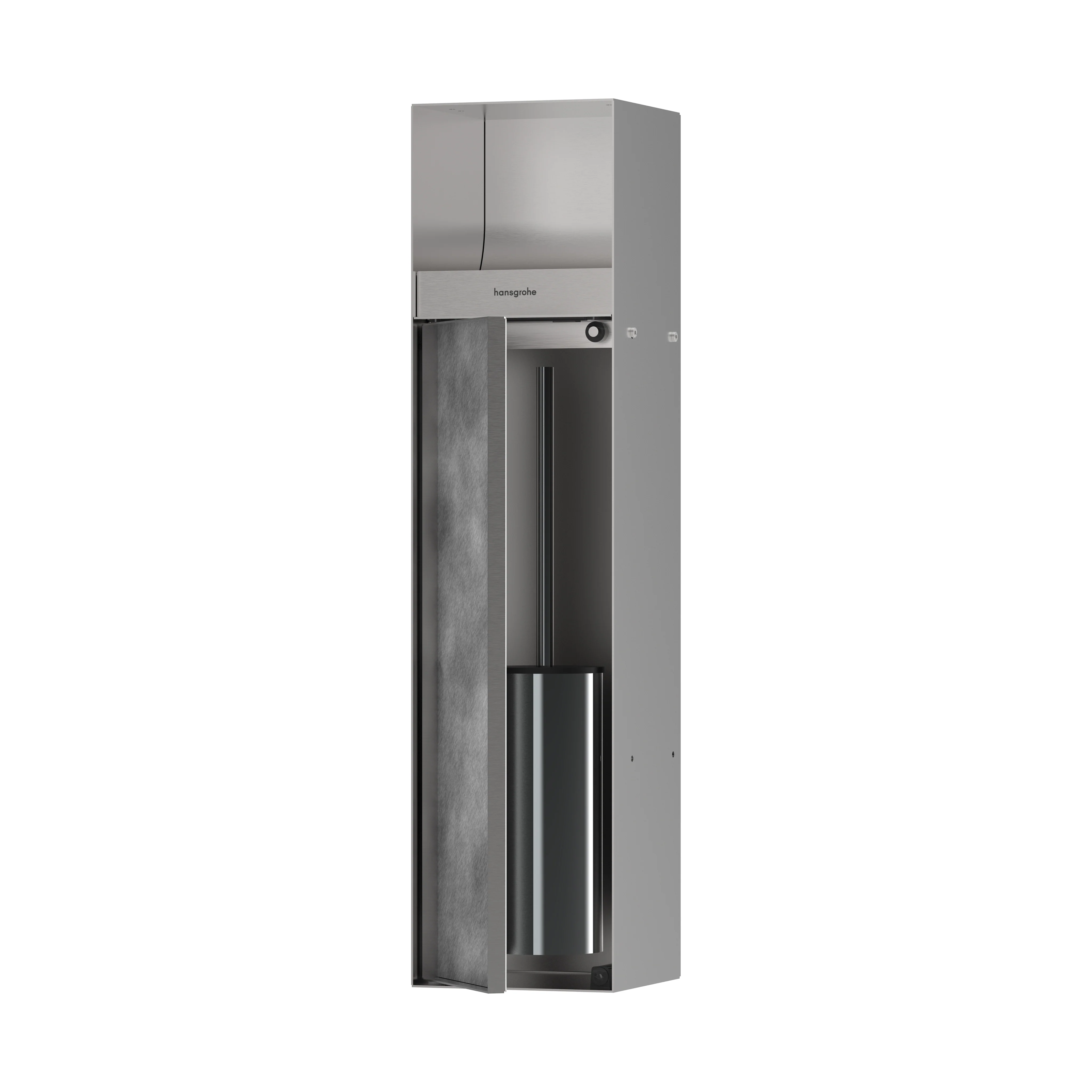 hansgrohe XtraStoris Rock Recessed Toilet Brush Holder with Toilet Paper Holder & Tileable Door - Image 3