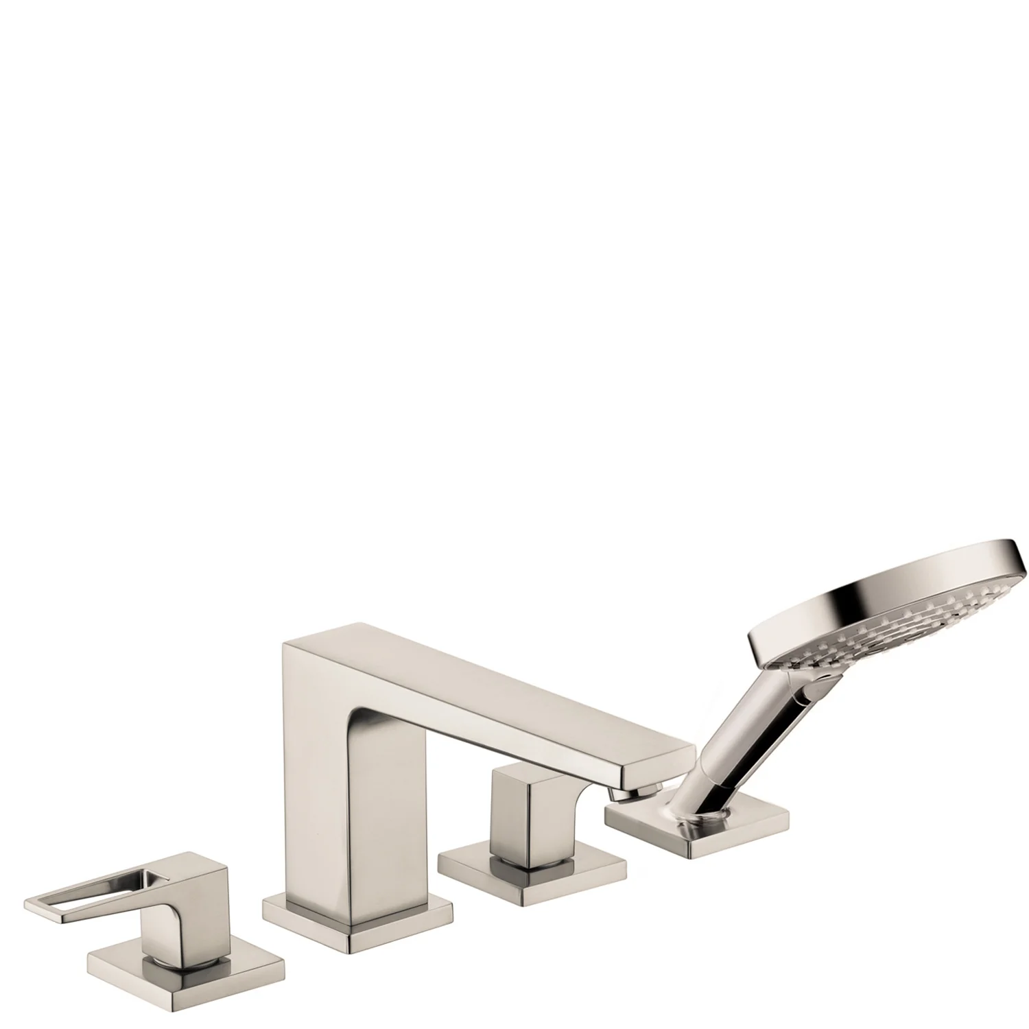 hansgrohe Metropol 4-Hole Roman Tub Set Trim with Loop Handles and 1.75 GPM Handshower - Image 2