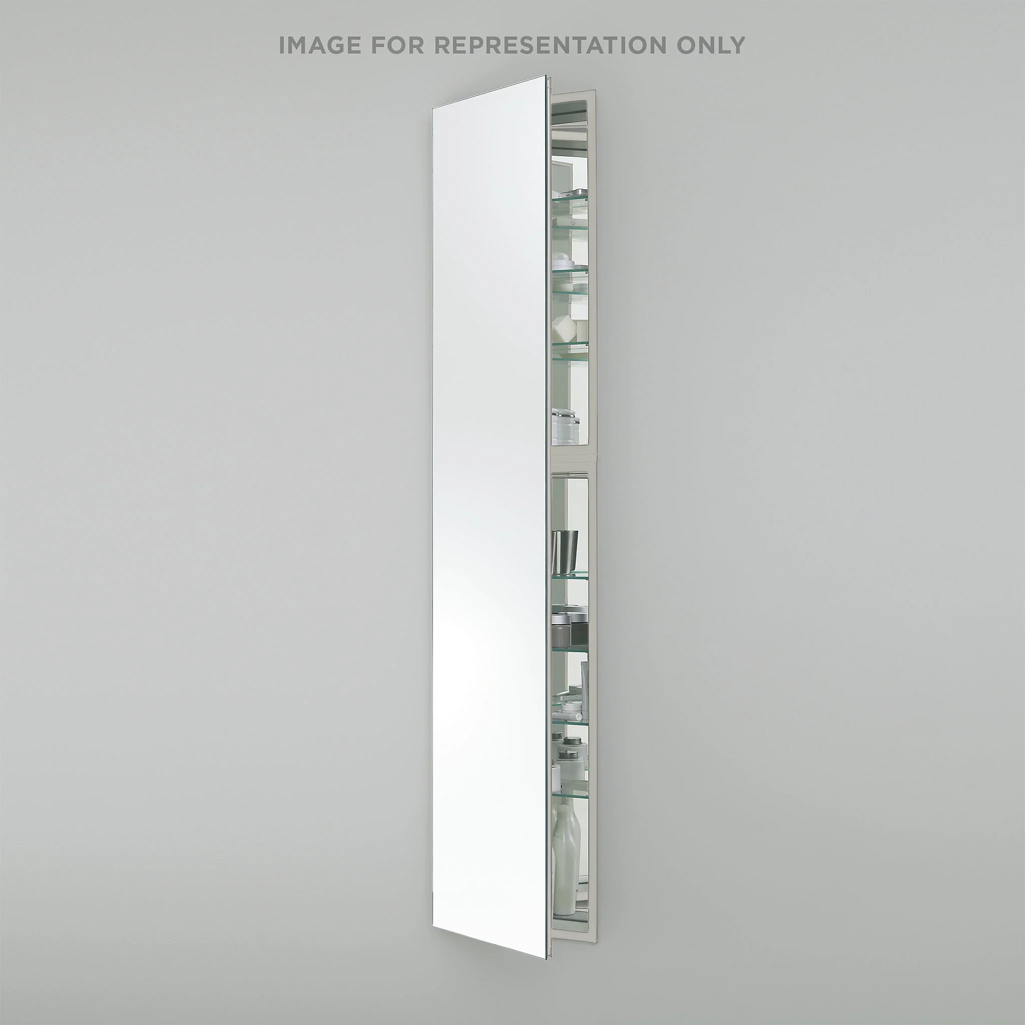 robern MC1670D8FBL M Series Cabinet, 16" x 70" x 8", Full Length, Bevel Edge, Left Hinge, Non-Electric