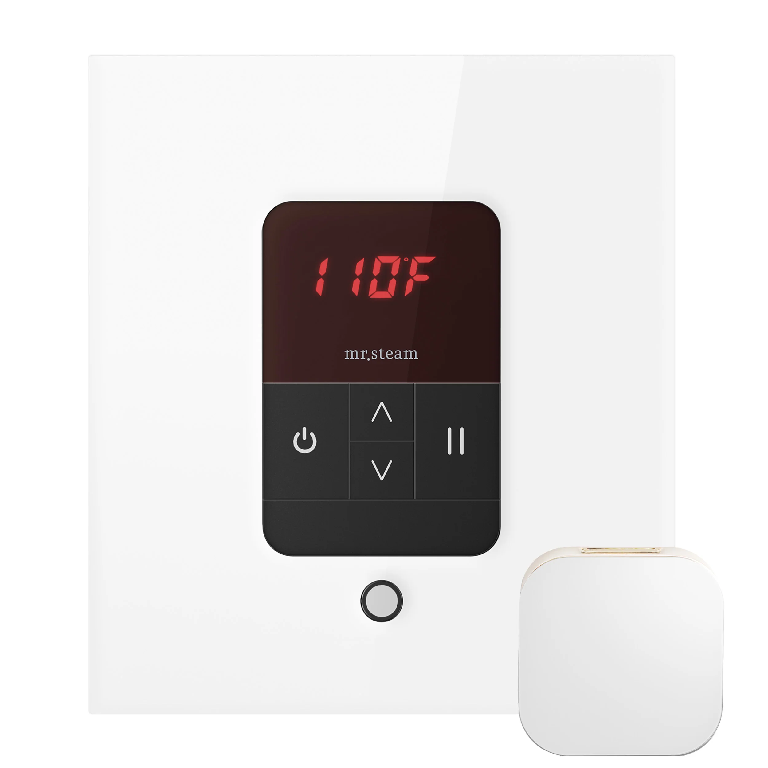 mr. steam MSITEMPORD-WH iTempo® Round Steam Shower Control in White with Polished Chrome Bezel - Image 11