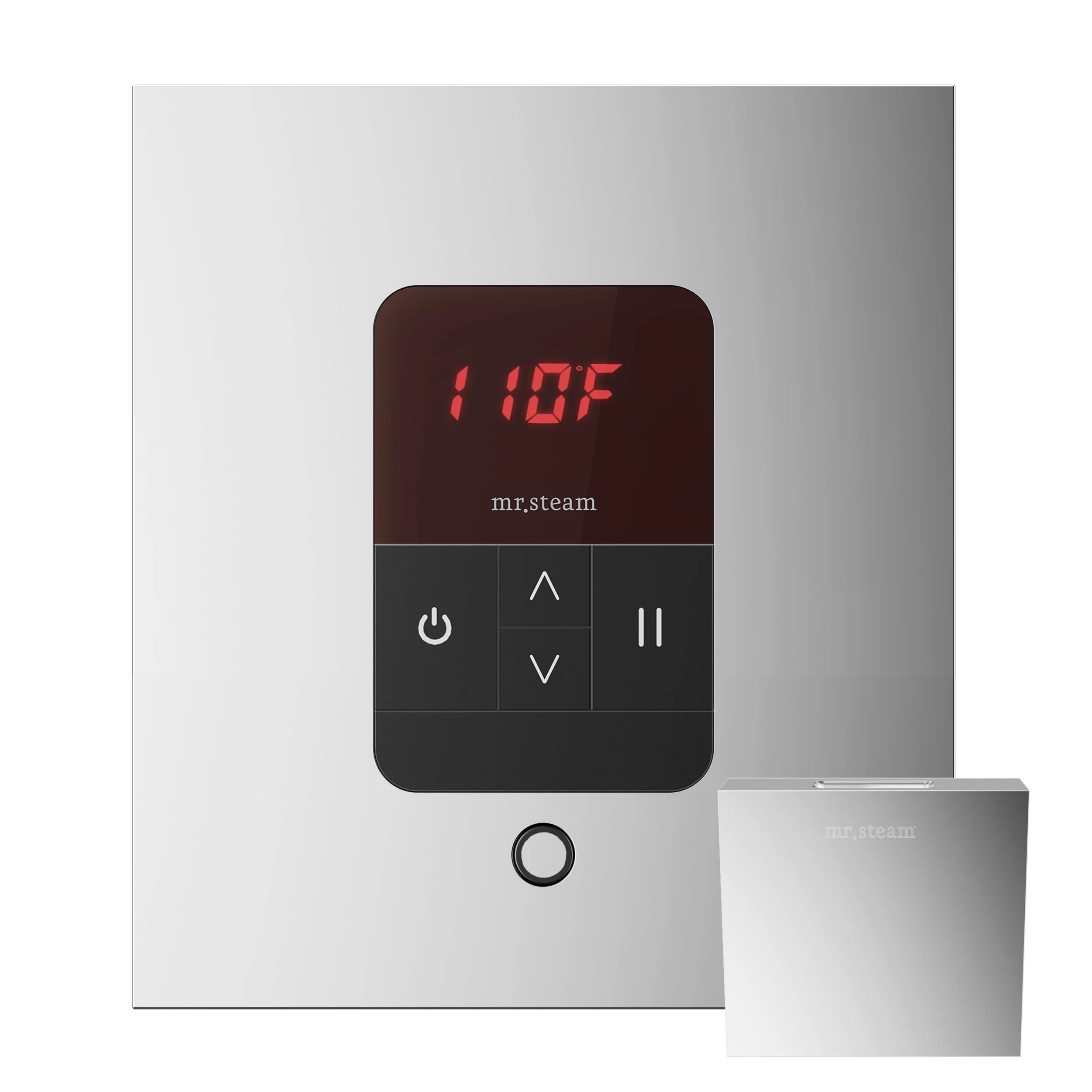 mr. steam MSITEMPORD-WH iTempo® Round Steam Shower Control in White with Polished Chrome Bezel - Image 7