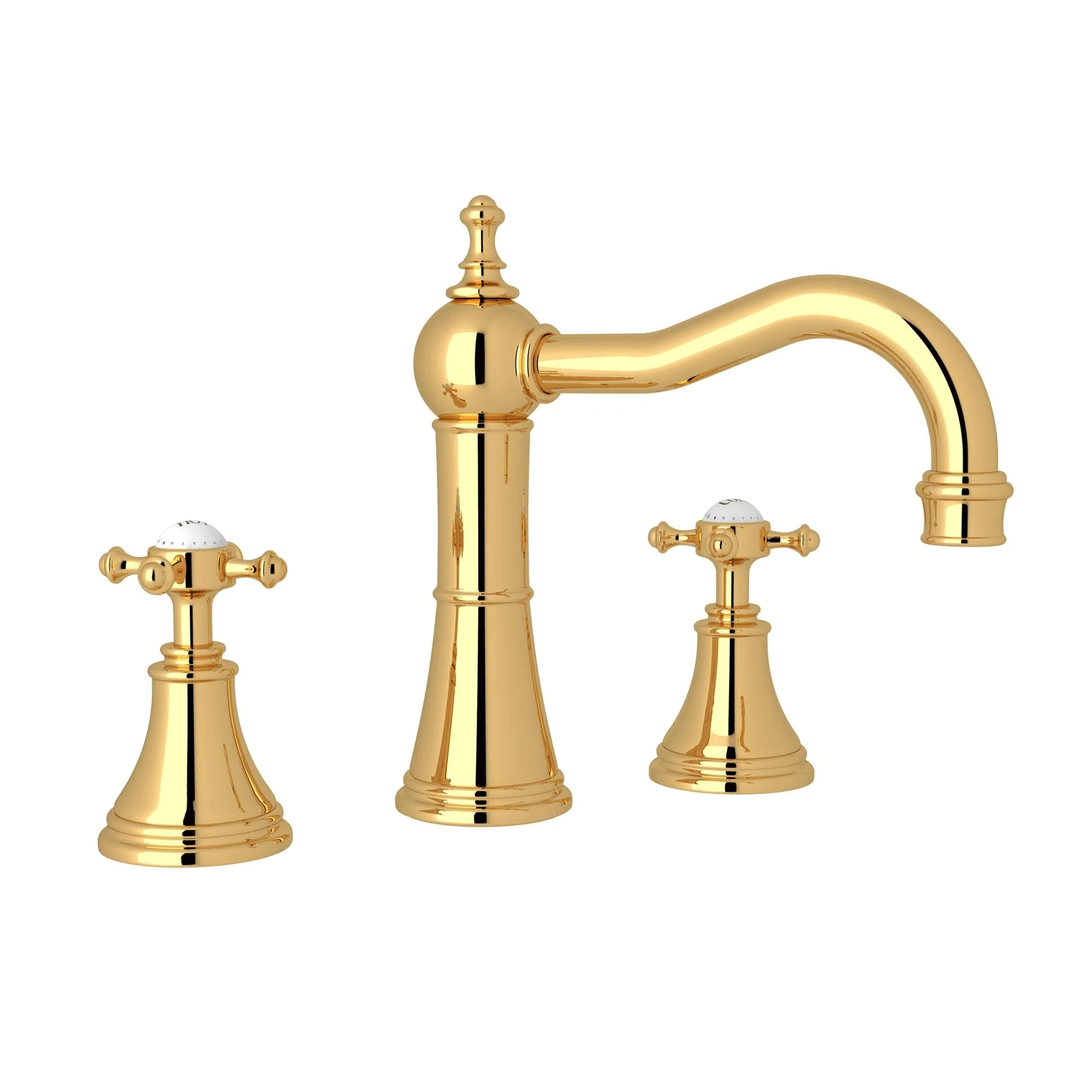 Perrin & Rowe U.3724 Georgian Era Widespread Lavatory Faucet With Column Spout - Image 3