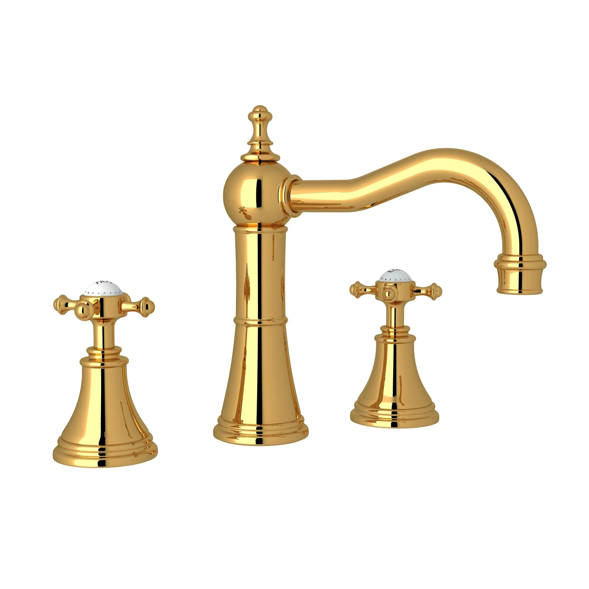 Perrin & Rowe U.3724 Georgian Era Widespread Lavatory Faucet With Column Spout - Image 6