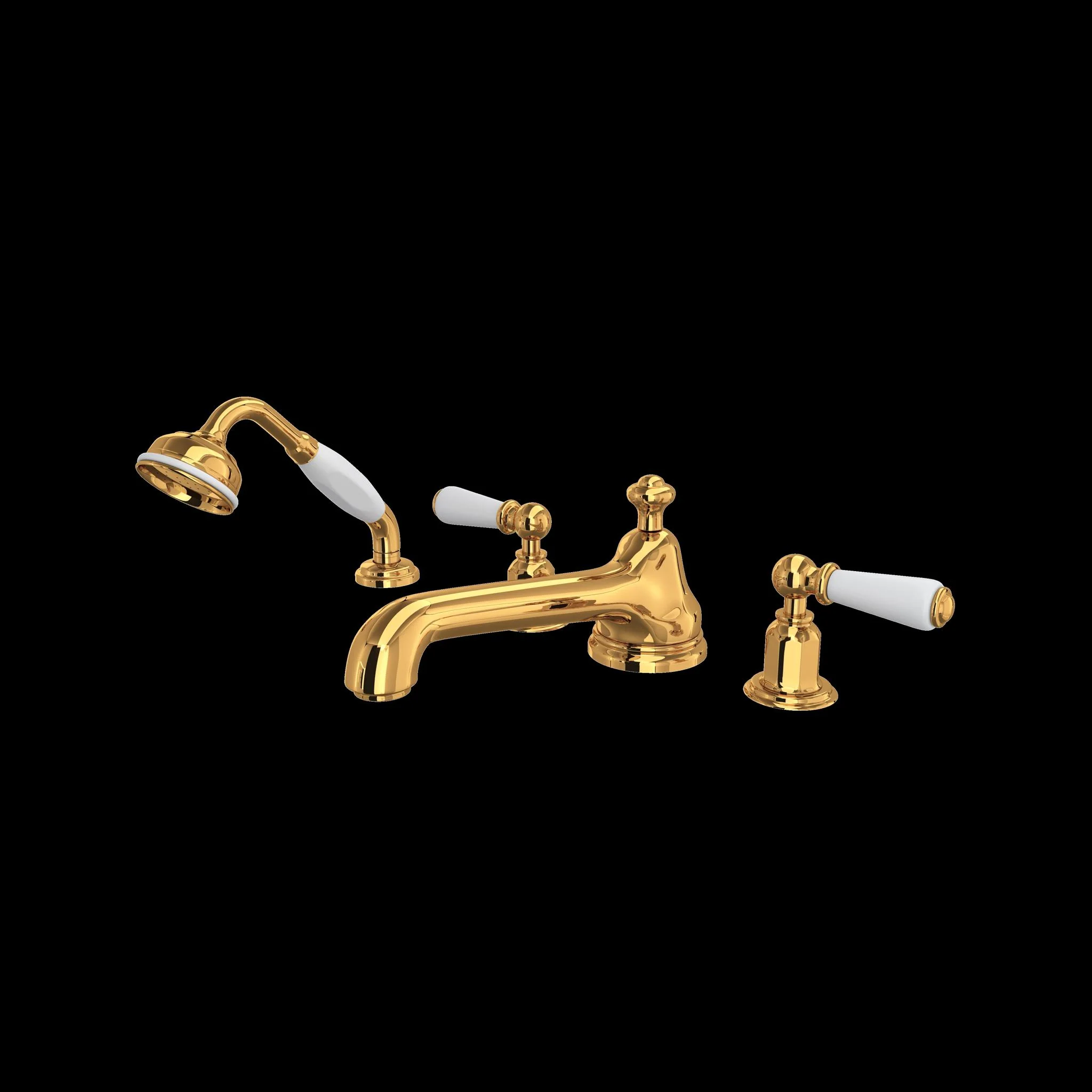 Perrin & Rowe U.3737 Edwardian 4-Hole Deck Mount Tub Filler with Low Spout - Image 3