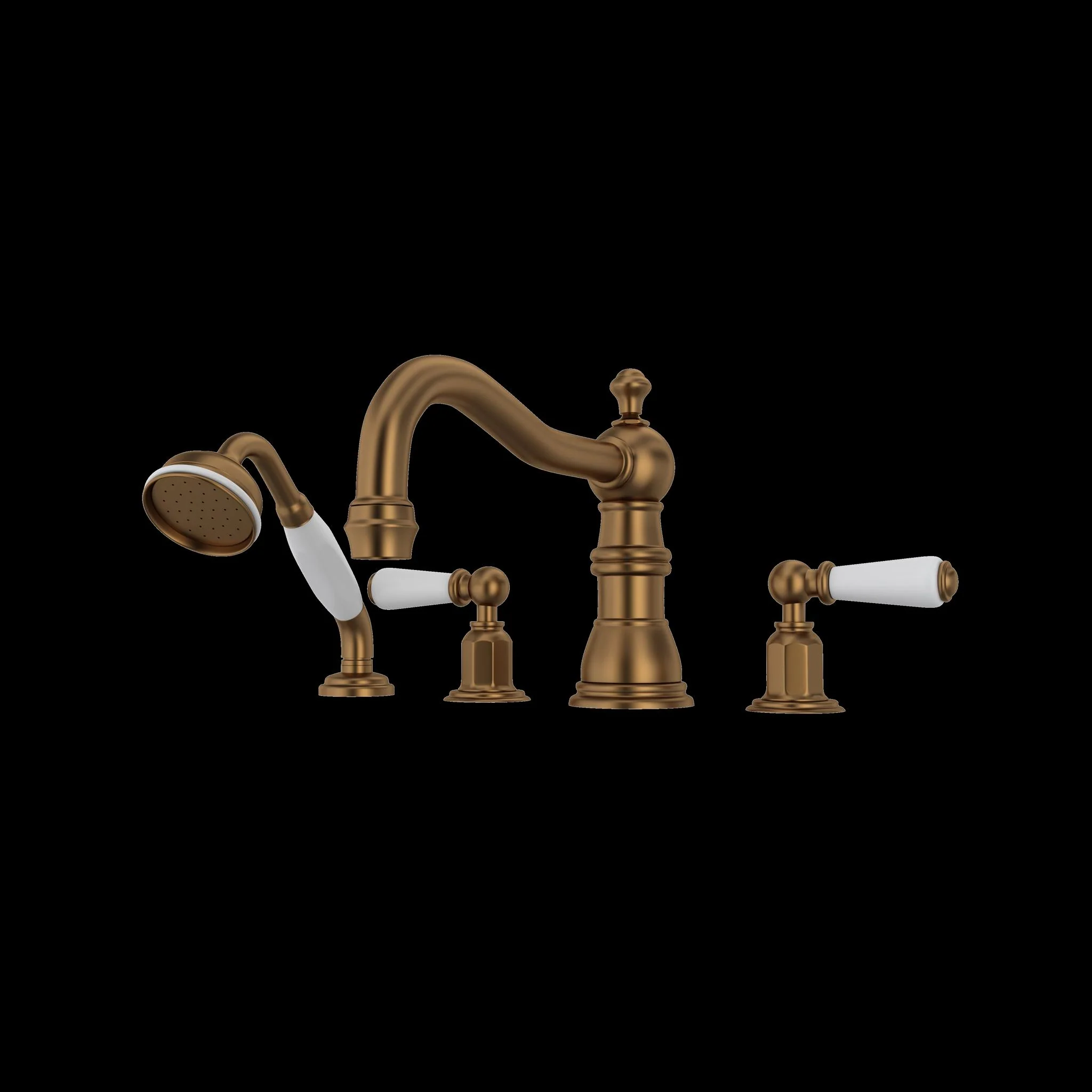 Perrin & Rowe U.3745 Edwardian 4-Hole Deck Mount Tub Filler with Column Spout - Image 2