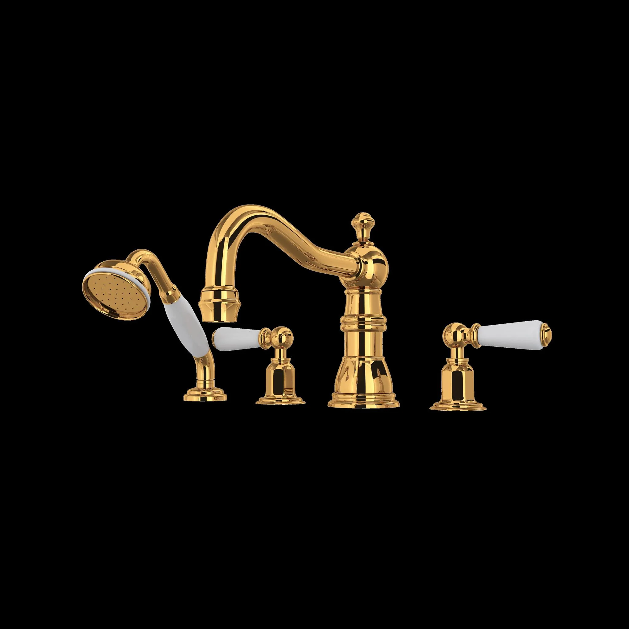 Perrin & Rowe U.3745 Edwardian 4-Hole Deck Mount Tub Filler with Column Spout - Image 3