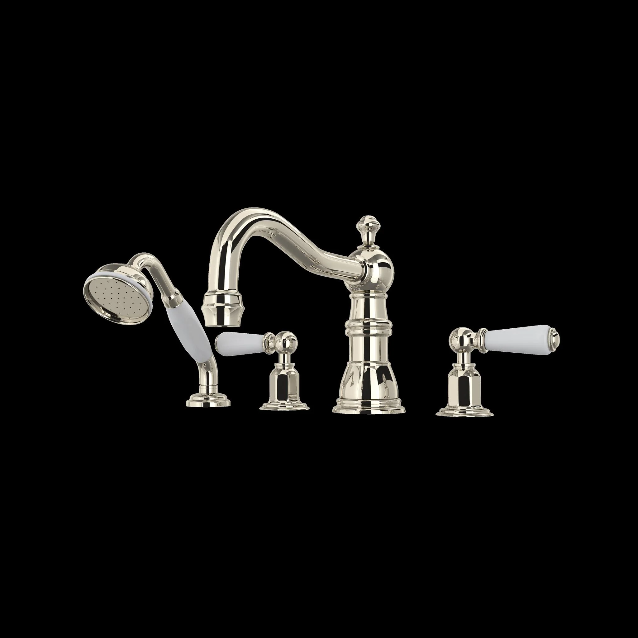 Perrin & Rowe U.3745 Edwardian 4-Hole Deck Mount Tub Filler with Column Spout - Image 4