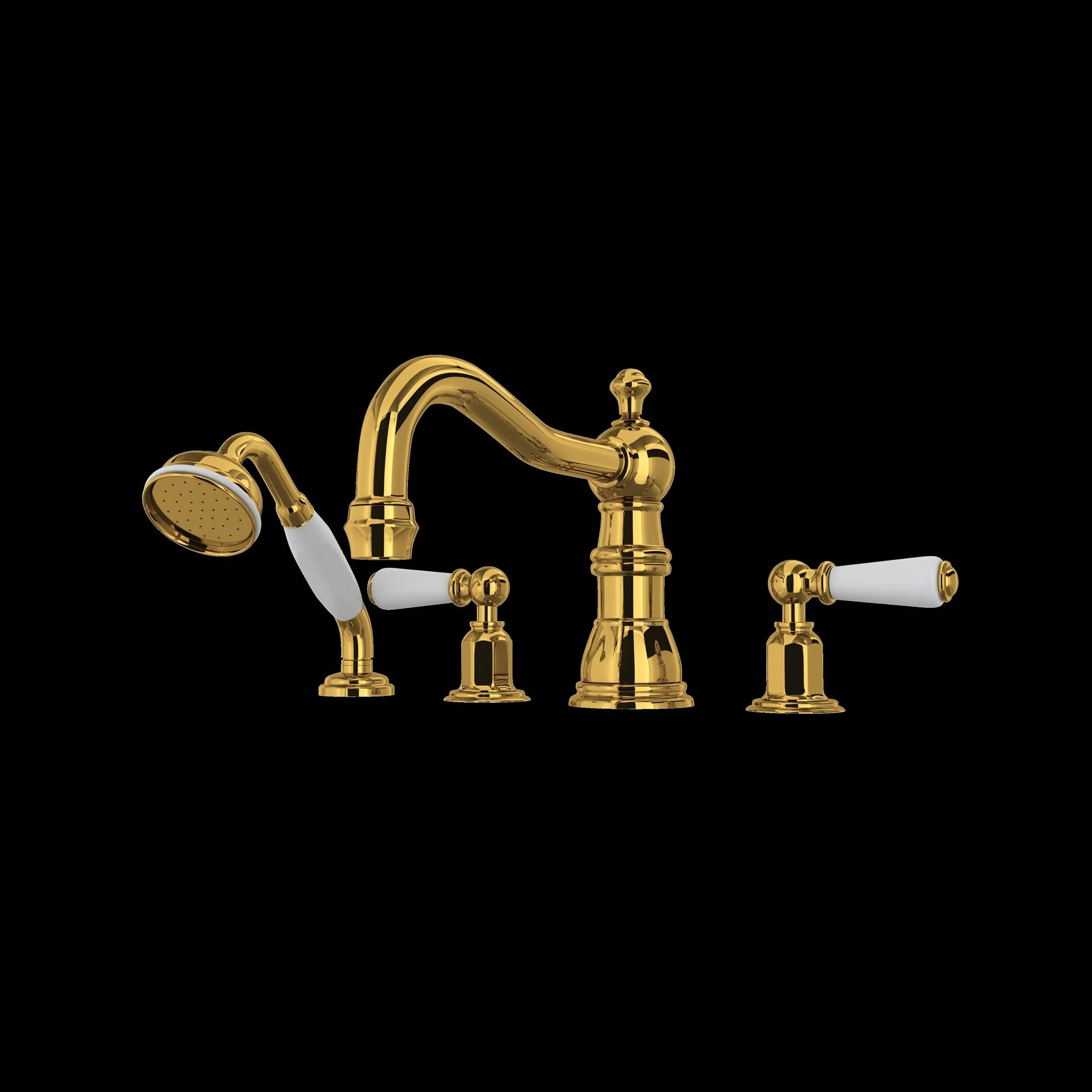 Perrin & Rowe U.3745 Edwardian 4-Hole Deck Mount Tub Filler with Column Spout - Image 6