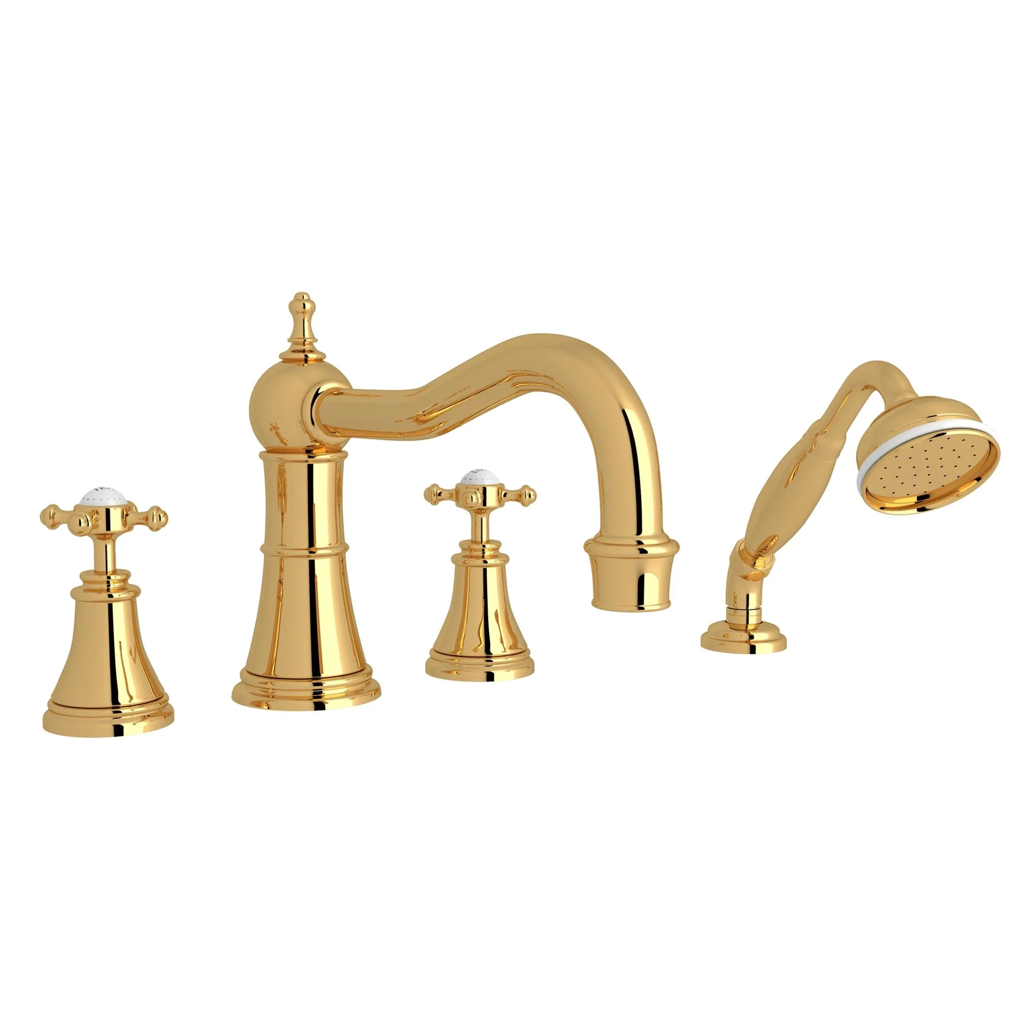 Perrin & Rowe U.3748 Georgian Era 4-Hole Deck Mount Tub Filler with Column Spout - Image 3