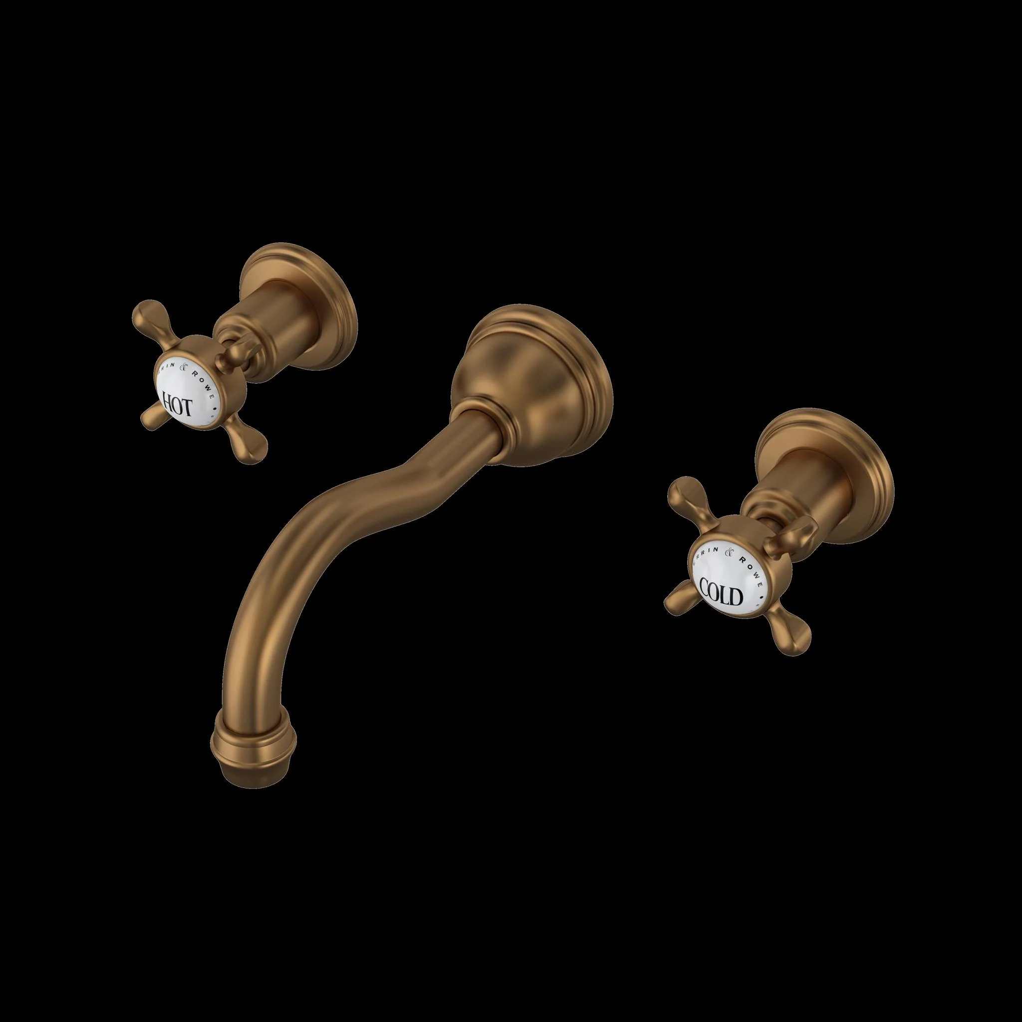 Perrin & Rowe U.3791 Edwardian Wall Mount Lavatory Faucet With Column Spout - Image 2